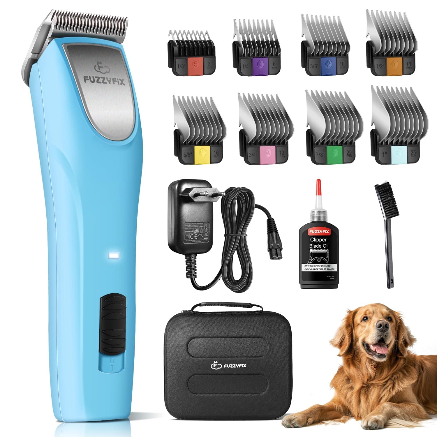FuzzyFix Tosatrice per Cani Professionale,Tosatrice a 2 Velocità Design Ergonomico per Cani e Gatti, Tosatrice per Peli di Animali Spessi, Lunghi e Ricci