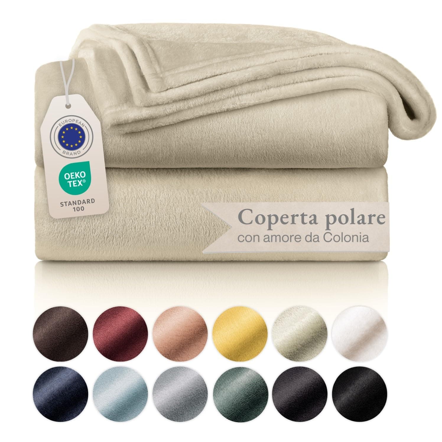 Blumtal Coperta Pile 270x230cm - Coperta Plaid divano super morbida - Coperta Divano certificata OKEO-Tex - color sabbia