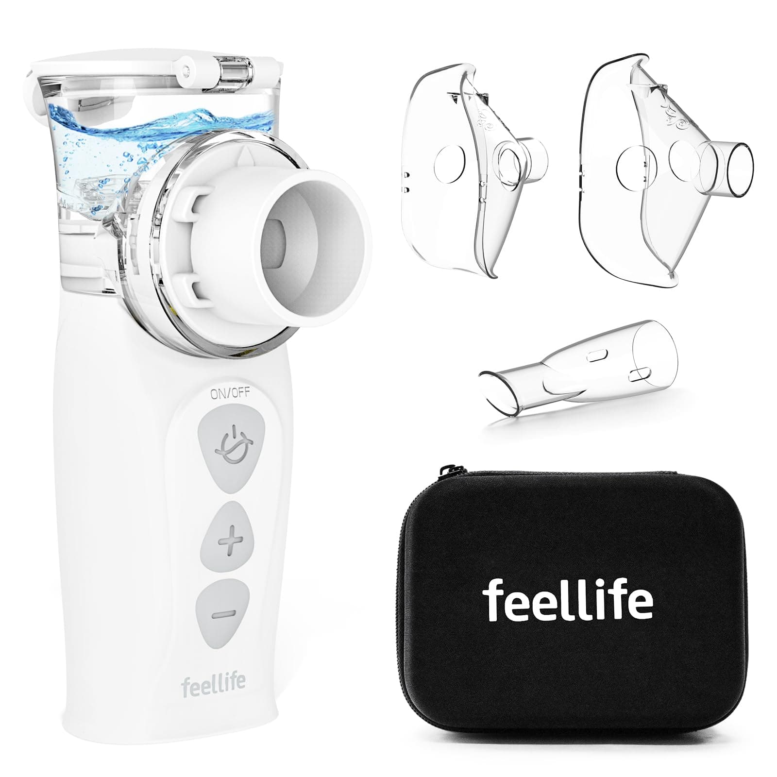 FEELLIFE Nebulizador Portatil Silencioso Tipo C Recargable, Nebulizador Bebés y Adultos Tasa de Atomización Ajustable, para Tratamiento de Tosa, Enfermedades Respiratorias