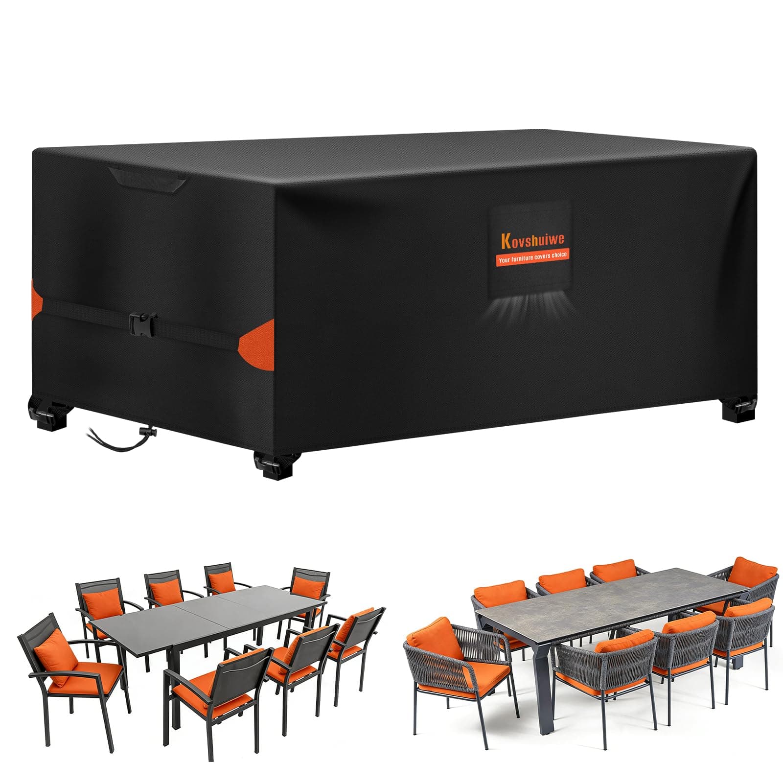 Kovshuiwe Copertura per mobili da giardino, 220 x 140 x 74 cm, copertura impermeabile per mobili da patio, in tessuto Oxford 420D, copertura per mobili in rattan, antivento, anti-UV, per patio