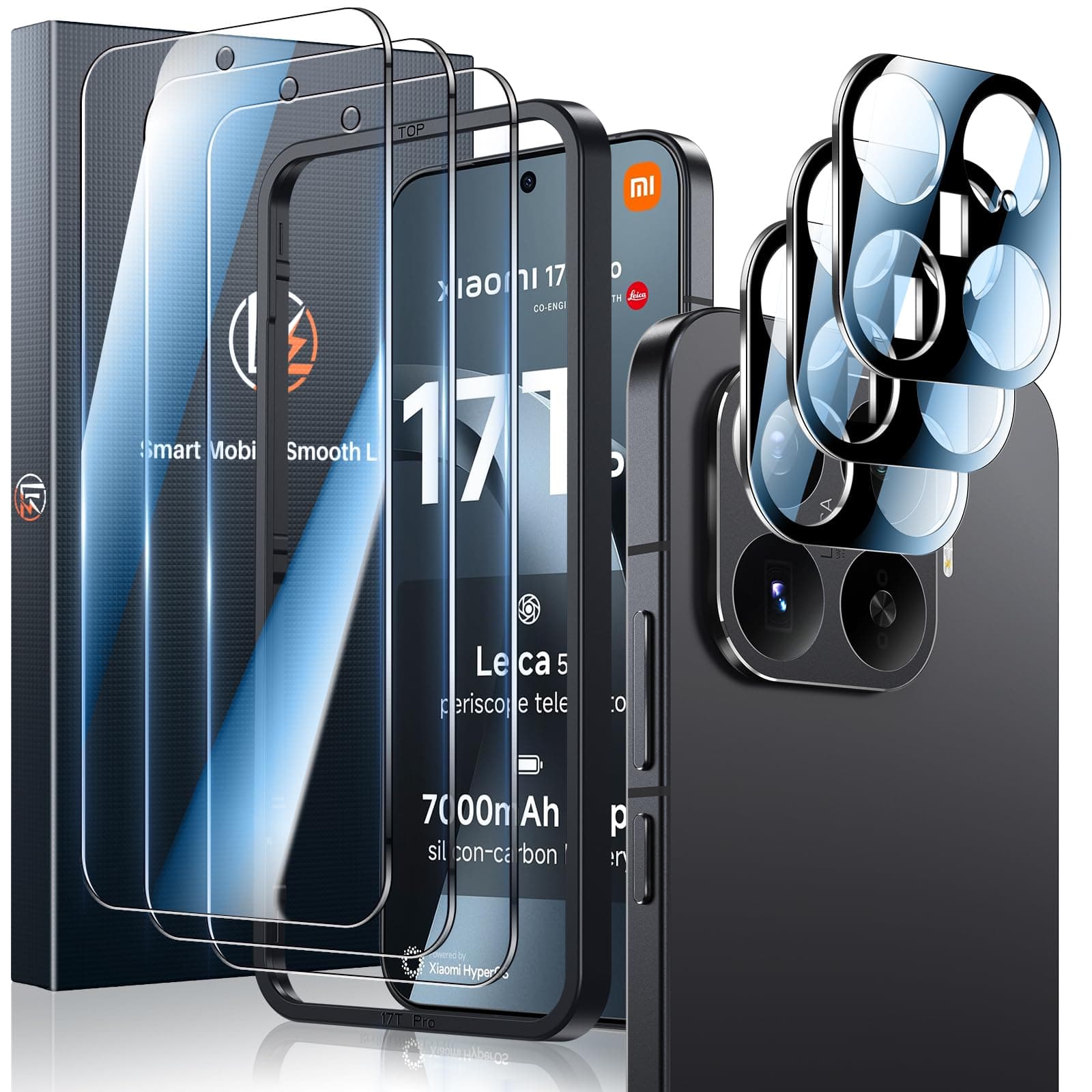 LK for Verre Trempé Xiaomi 17T Pro 3Pcs+3 Caméra Protection | Vitre Protection Écran Arrière Protecteur, Anti‑Rayures, sans Bulles, Ultra‑HD, 9H Dureté, avec Cadre d'Installation