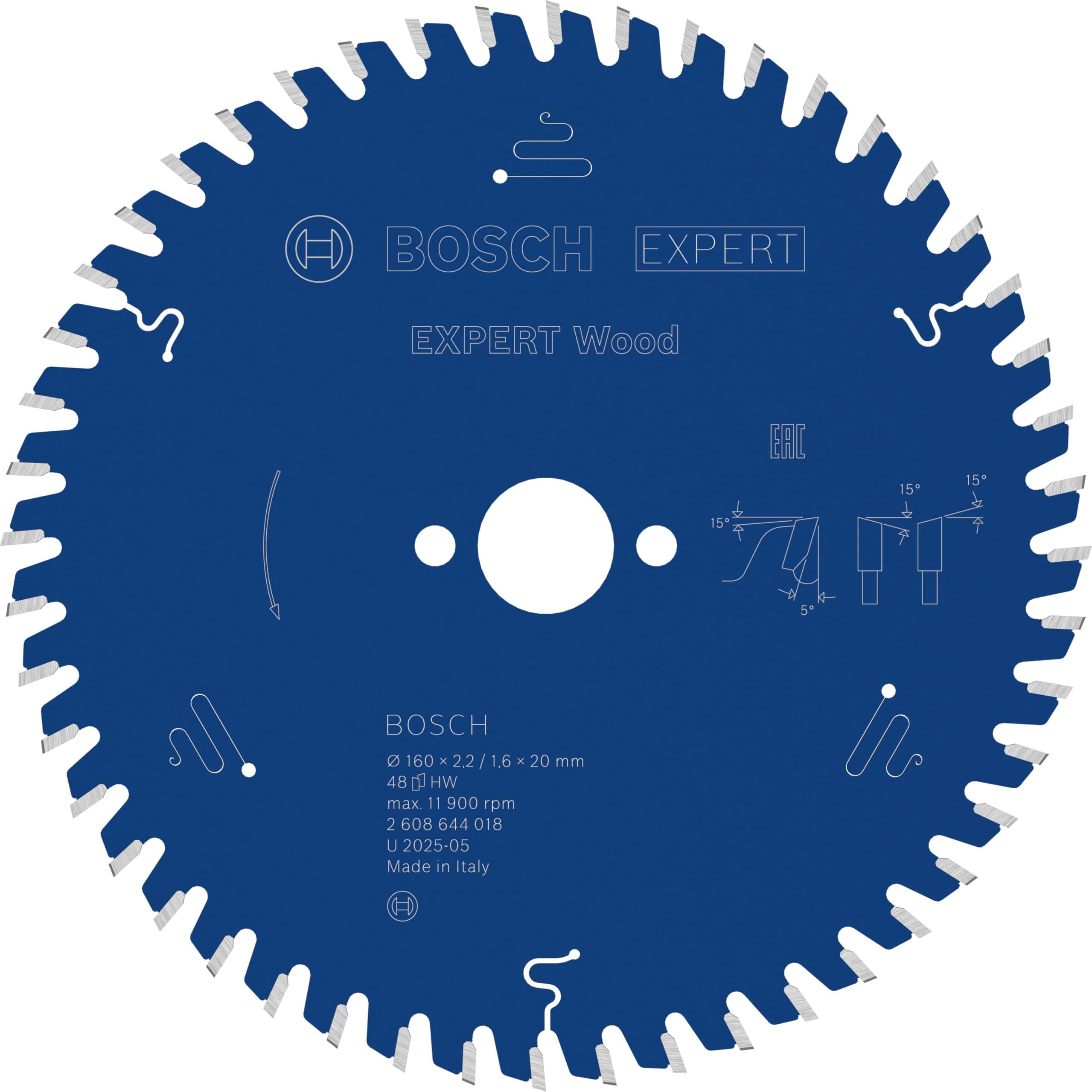 Bosch 1x Lame de scie circulaire filaire EXPERT Wood (pour Bois résineux, Bois dur, Ø mm, Professional Accessoire Scies circulaires portatives filaires)