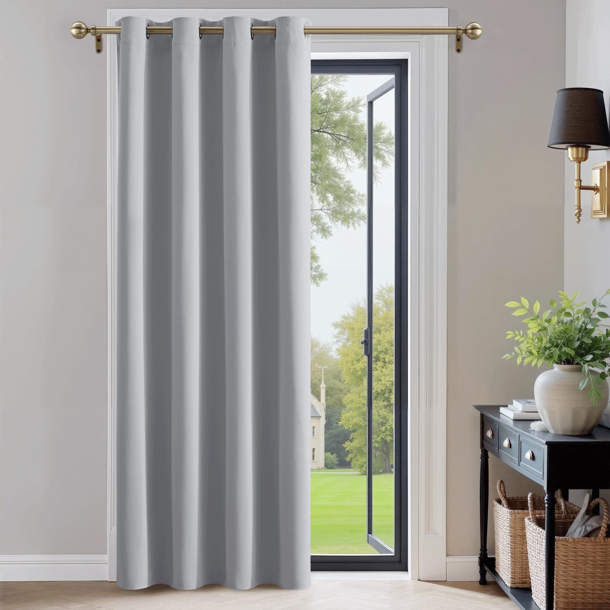 PONY DANCE Blickdichte Gardinen Kinderzimmer Junge Wärmeschutzvorhang Tür Vorhänge Wohnzimmer Thermo Vorhänge gegen Hitze Curtain mit Ösen 1 Stück H 220 x B 140 cm, Silbergrau