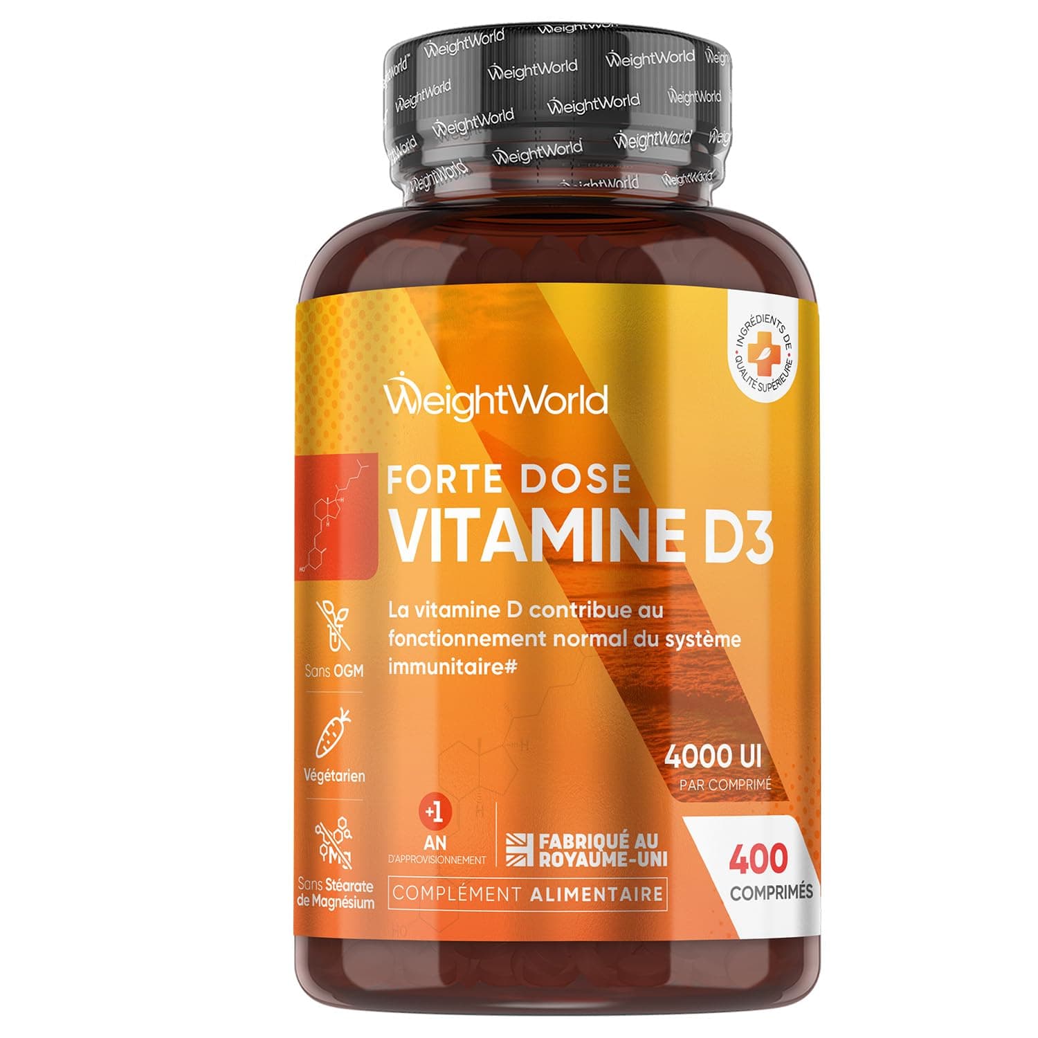 Vitamine D3 4000ui, 400 Micro Comprimés (pour +1 An d'Approvisionnement), Vit D Cholécalciférol Végétarienne sans Stéarate de Magnésium, 1 Comprimé tous les 2 Jours