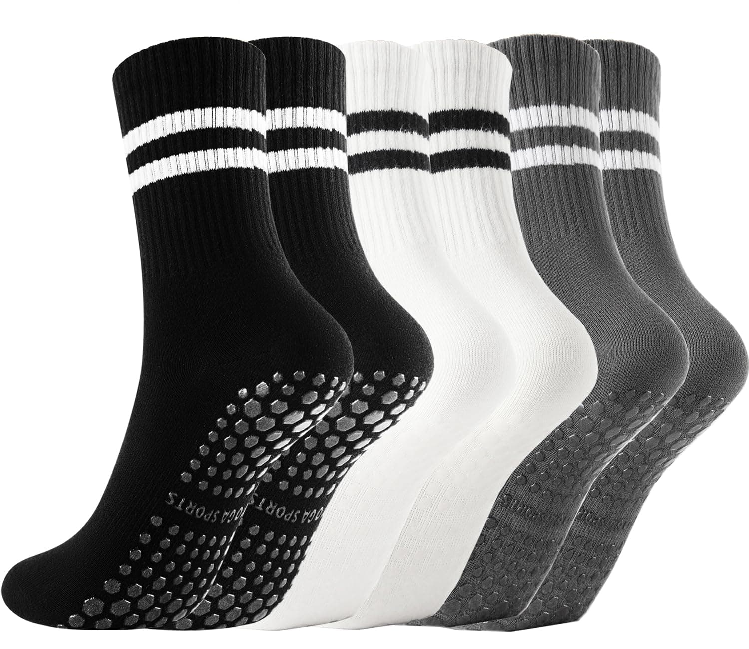 Gendewiner Chaussettes Pilates Yoga En Coton Taille UE 35-42 Antidérapantes Pour Femmes Et Hommes