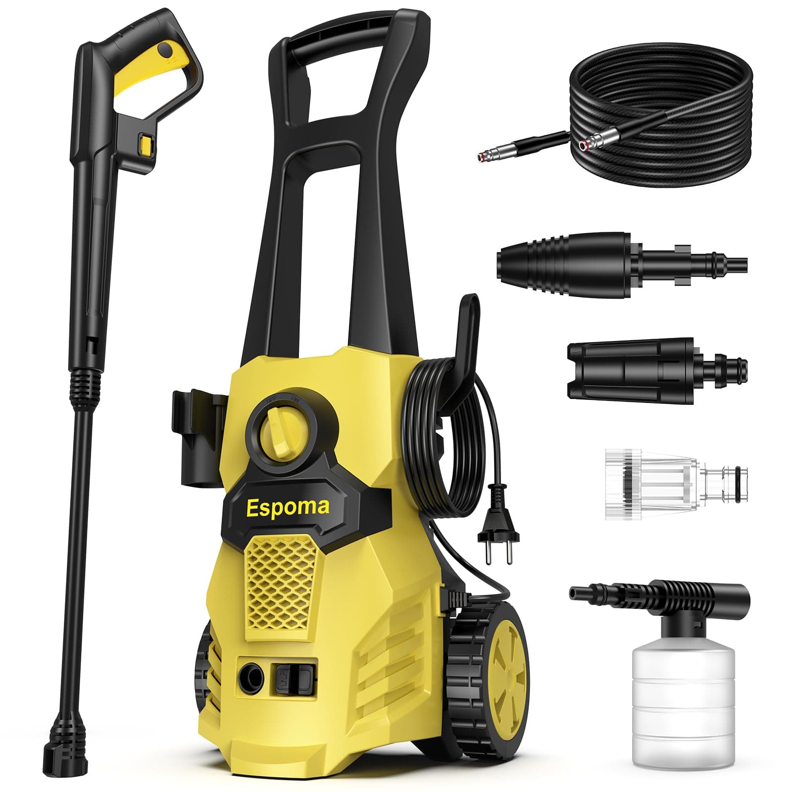 Idropulitrice professionale 120 Bar - Idropulitrice 1400W Max, idropulitrice ad alta pressione Portata 380 L/h, funzione Autoadescante, 7m Tubo Alta Pressione, per Pulizia Auto e Terrazzo