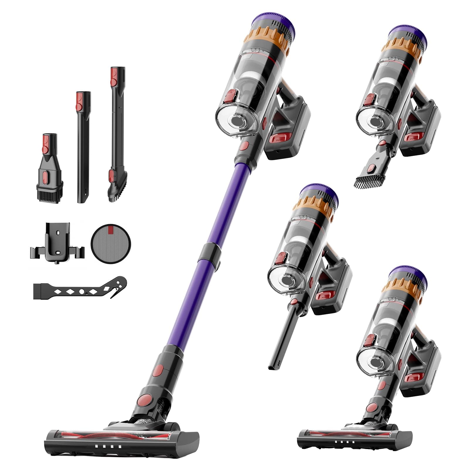 Lefant Aspirateur Balai sans Fil, 42Mins/40KPA Autonomie Aspirateur sans Fil Puissant avec Écran LED Intelligent, Brosse Anti-Enchevêtrement, Aspirateur Balai pour Poils d'animaux/Tapis/Sols Durs