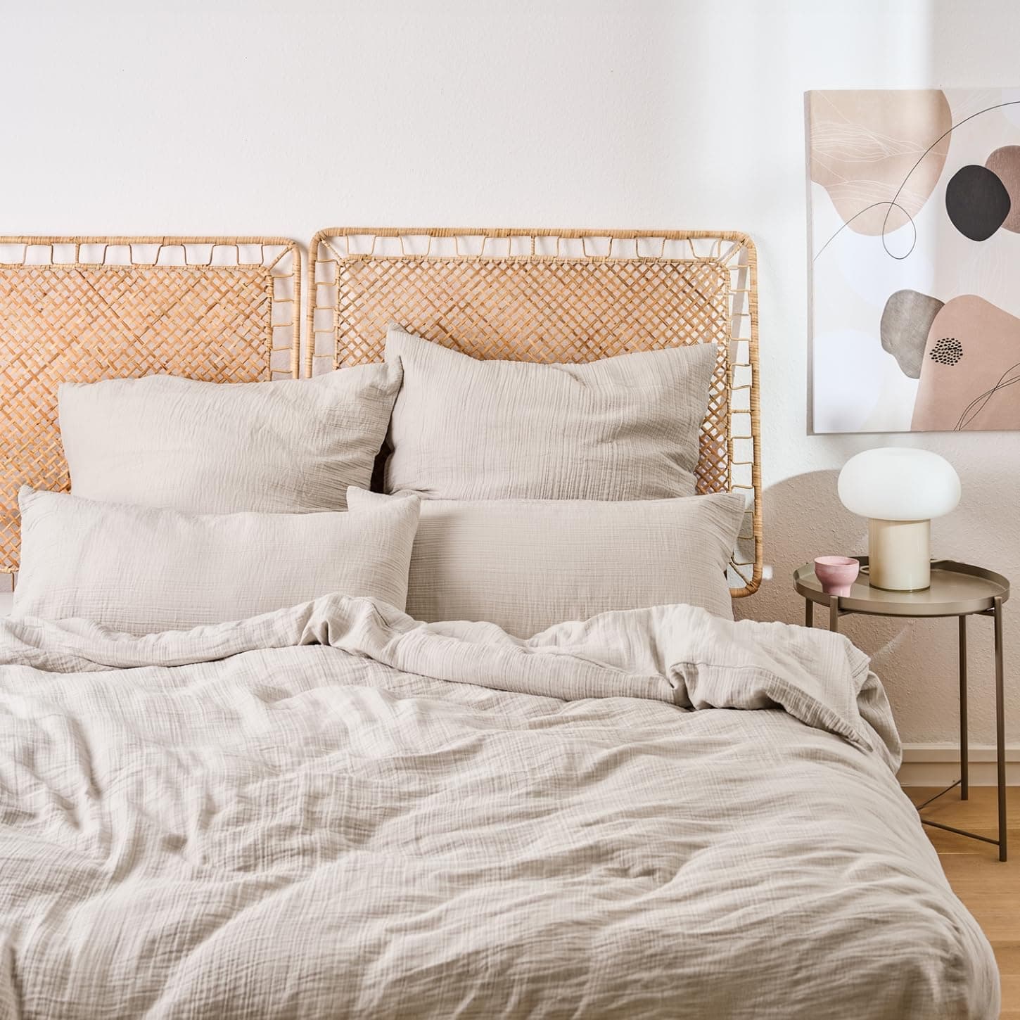 Blumtal Musselin Bettwäsche 135x200 cm + 40x80 cm - Oeko-TEX zert. Bettwäsche 135x200 Musselin aus 100% Baumwolle - extra weiches Bettwäsche-Set waschbar bei 40 °C - Sommerbettwäsche Grau