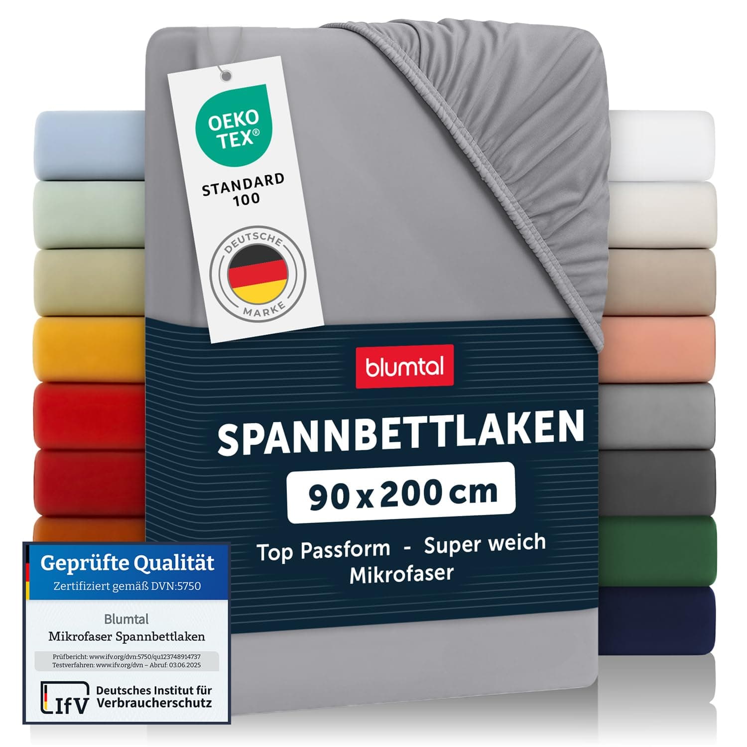 Blumtal® Spannbettlaken - Microfaser - Ökotex zertifizierte Bettwäsche 90x200cm - Grau