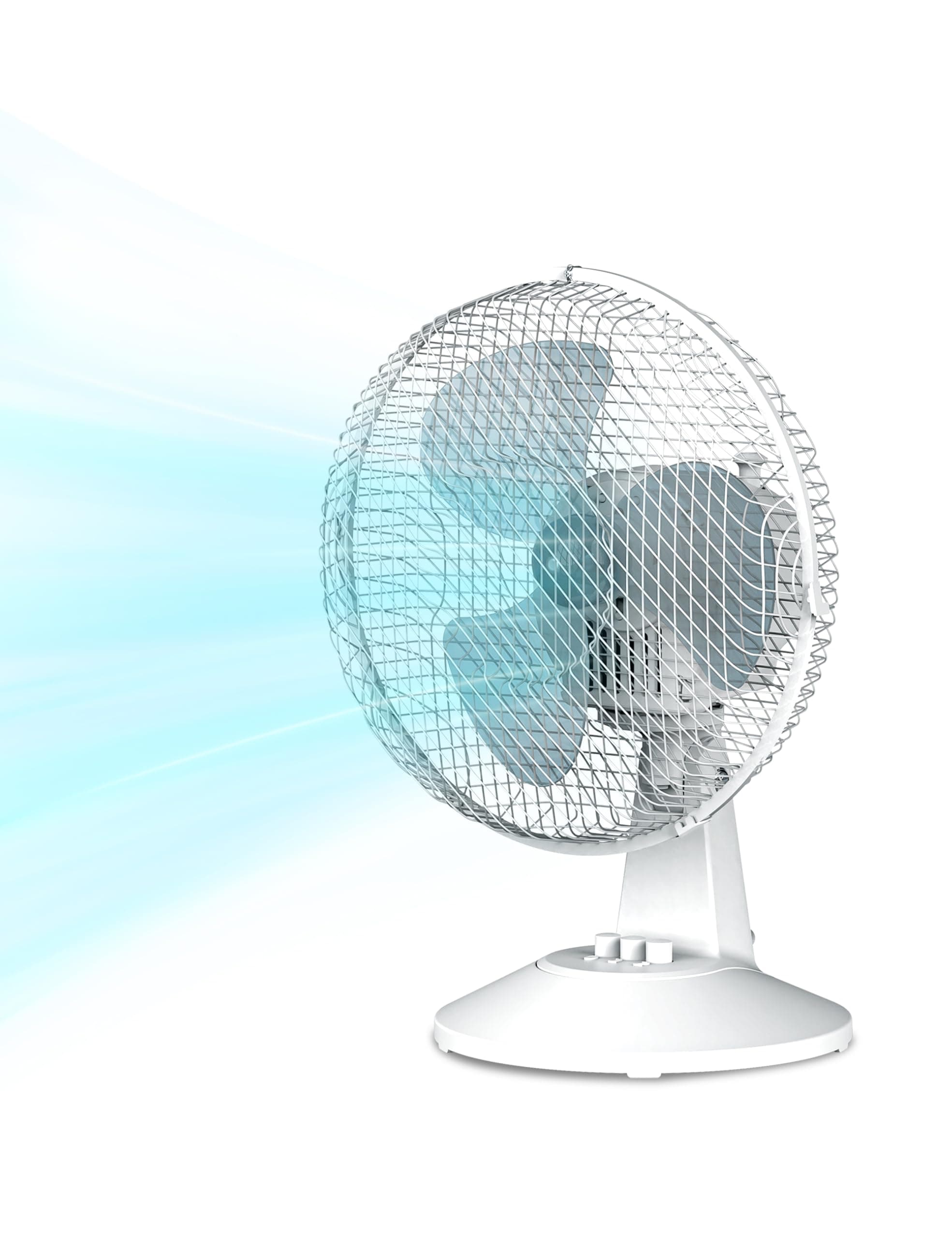 COMFEE' CFT23PW00A2 3 Pale Ventilatore da Tavolo 25W Diametro 23cm Ventilatore Silenzioso, 2 Livelli di Velocità, 80° Oscillazione