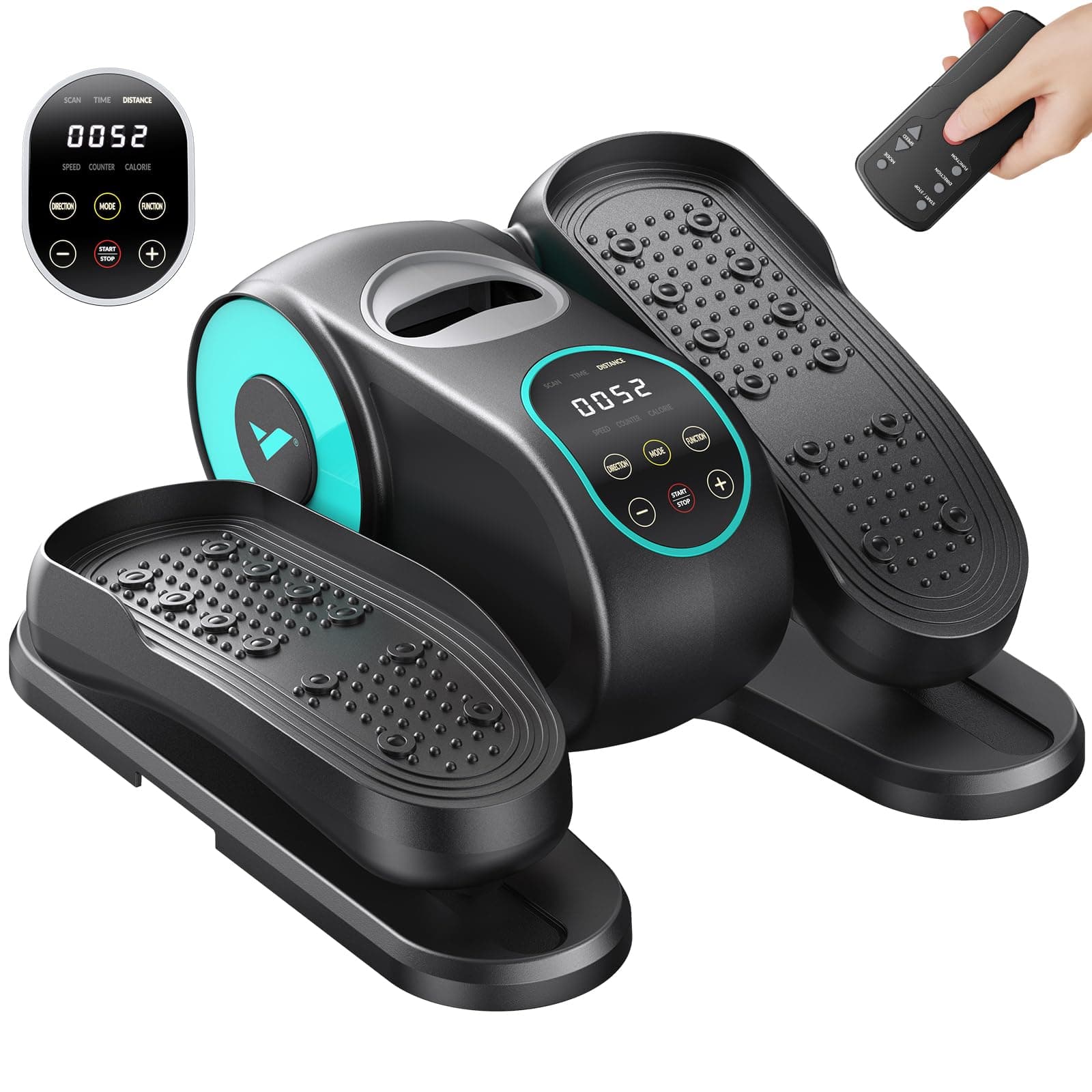 MERACH Máquina Elíptica Eléctrica, Mini Elíptica Bajo Escritorio para Hogar, Mando, Pantalla Grande, Base Antideslizante, 12 Vel., Silenciosa, Portátil, para Mayores y Rehabilitación de Piernas