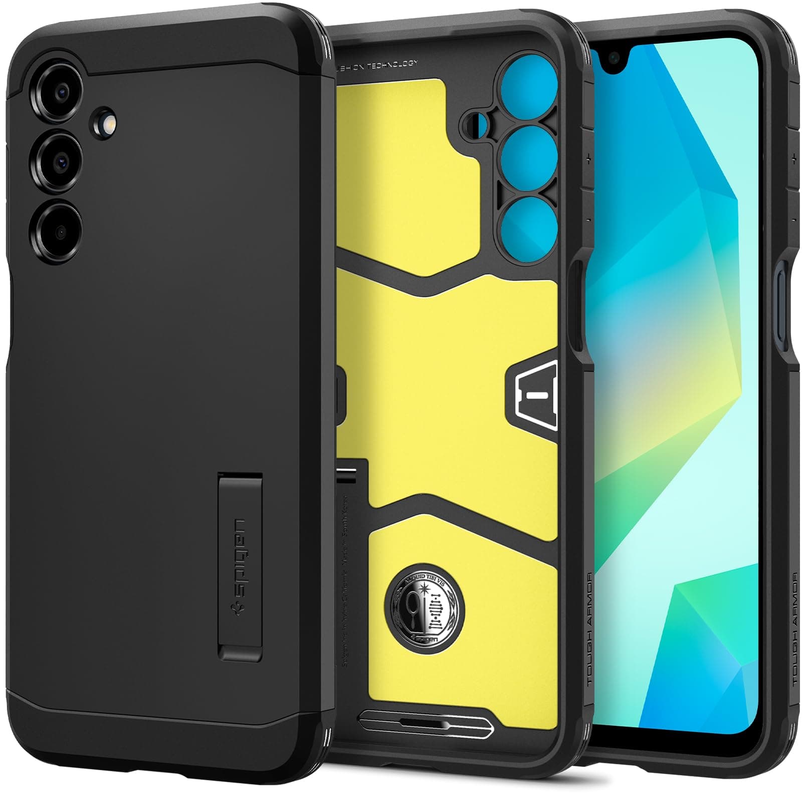 Spigen für Samsung Galaxy A16 5g Hülle [Integrierter Kickstand] Tough Armor Handyhülle Samsung A16 Hülle -Black