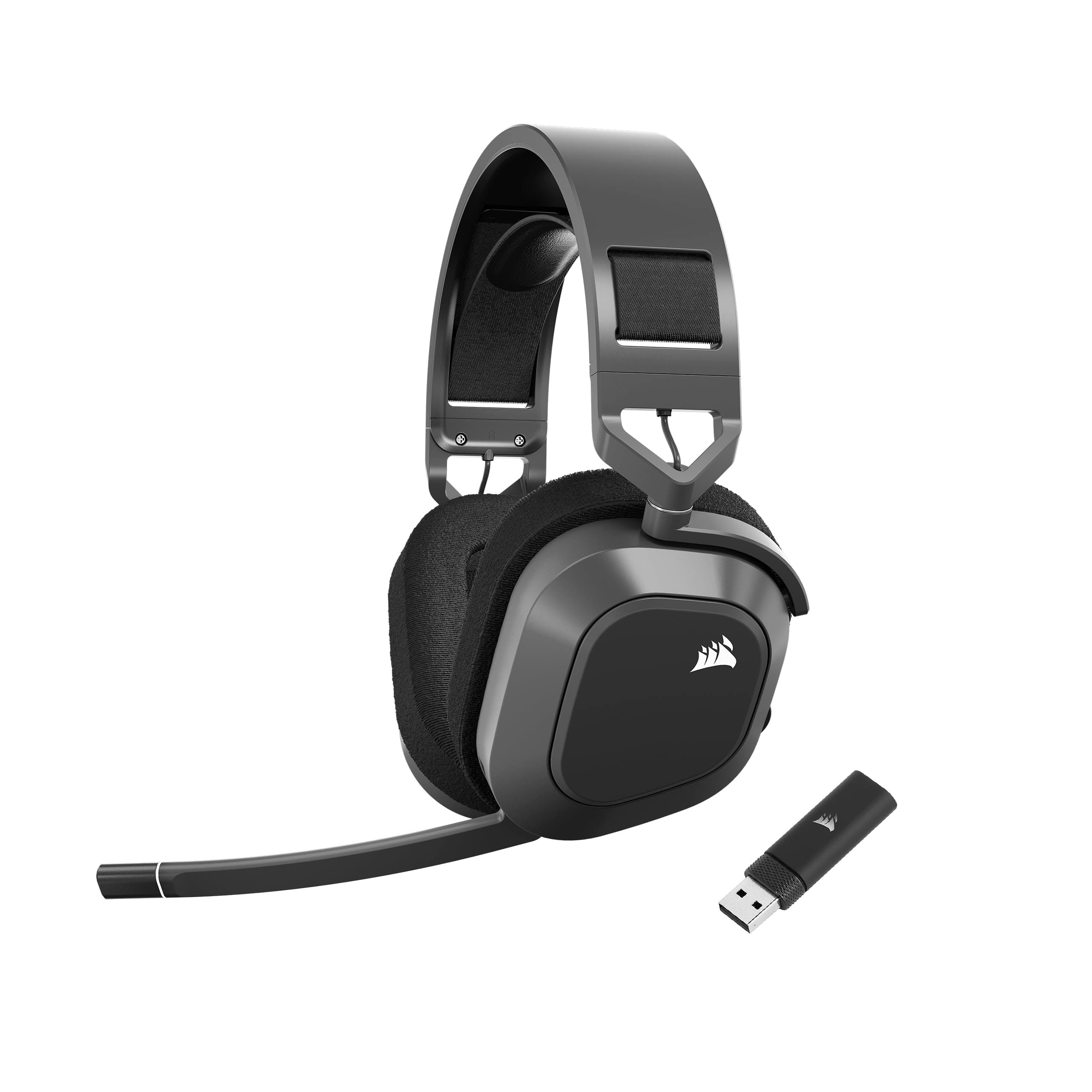 Corsair HS80 MAX Cuffie da Gioco Multipiattaforma Senza Fili con Bluetooth - Dolby Atmos - Microfono omnidirezionale - Compatibile iCUE - PC, Mac, PS5, PS4, Nintendo Switch, Mobile - Grigio Acciaio