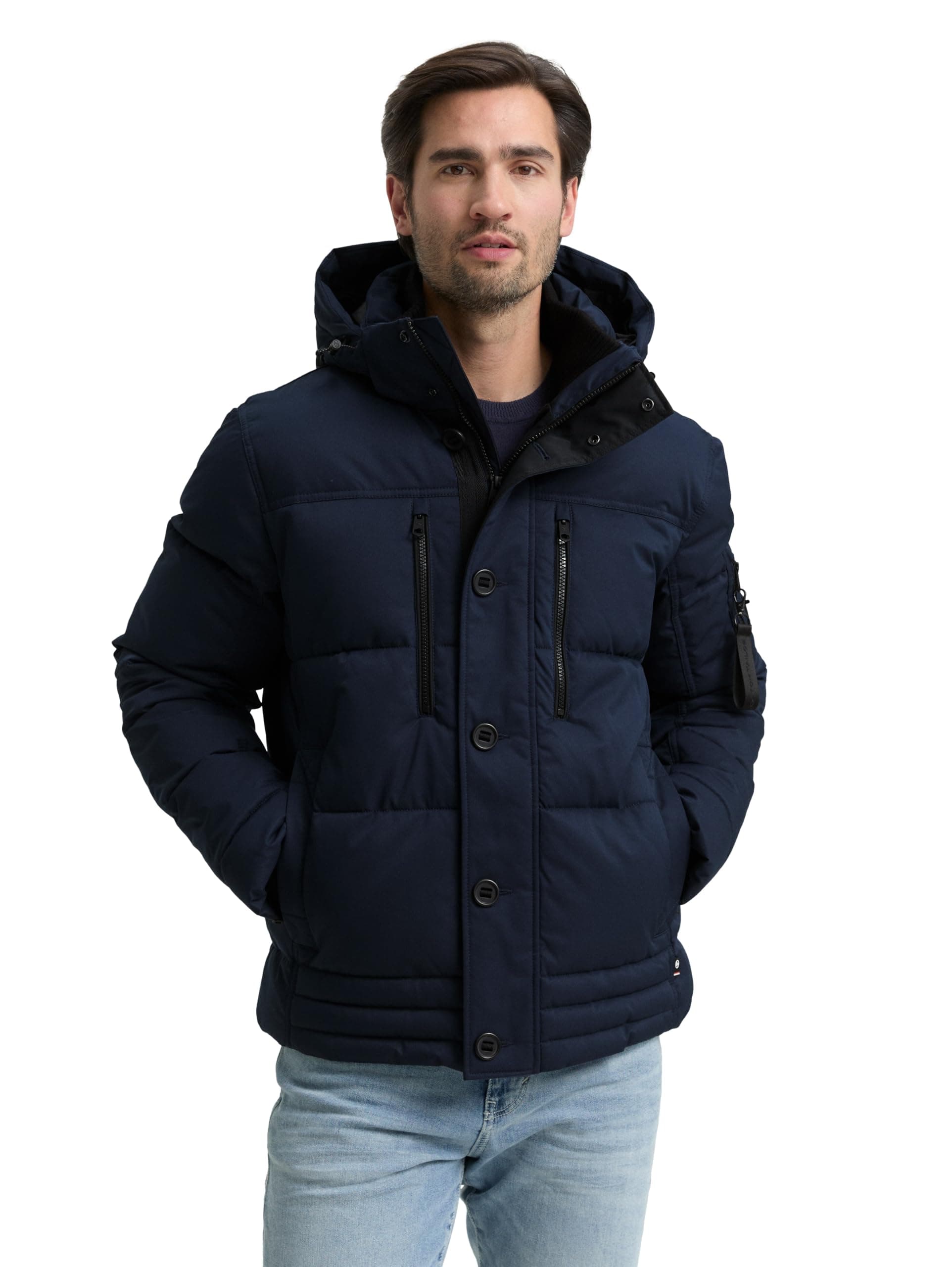 TOM TAILOR Herren 1046971 Pufferjacke mit abnehmbarer Kapuze