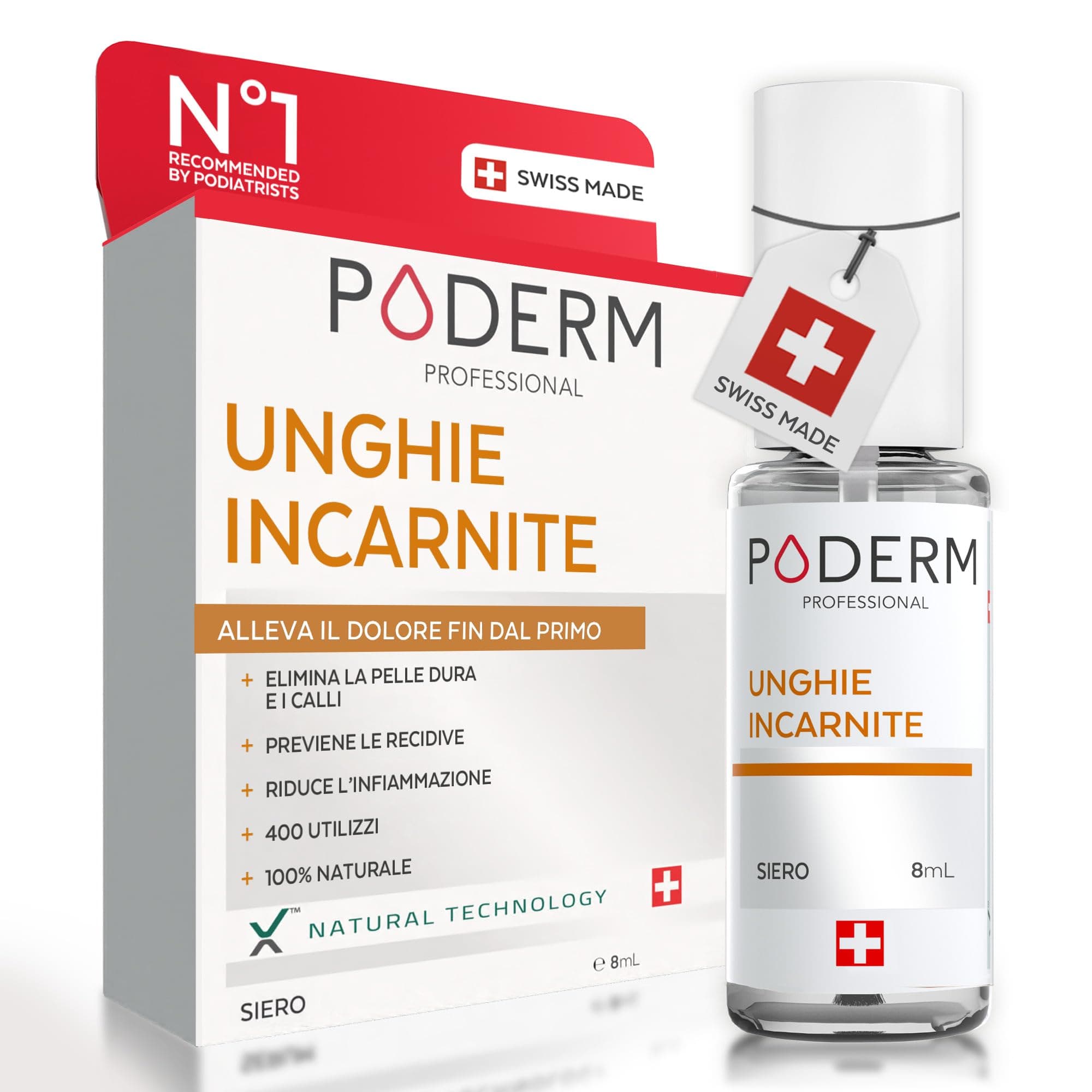 PODERM UNGHIE INCARNITE PIEDI | Previene le unghie incarnite e ammorbidisce l'unghia | Trattamento professionale | SWISS MADE