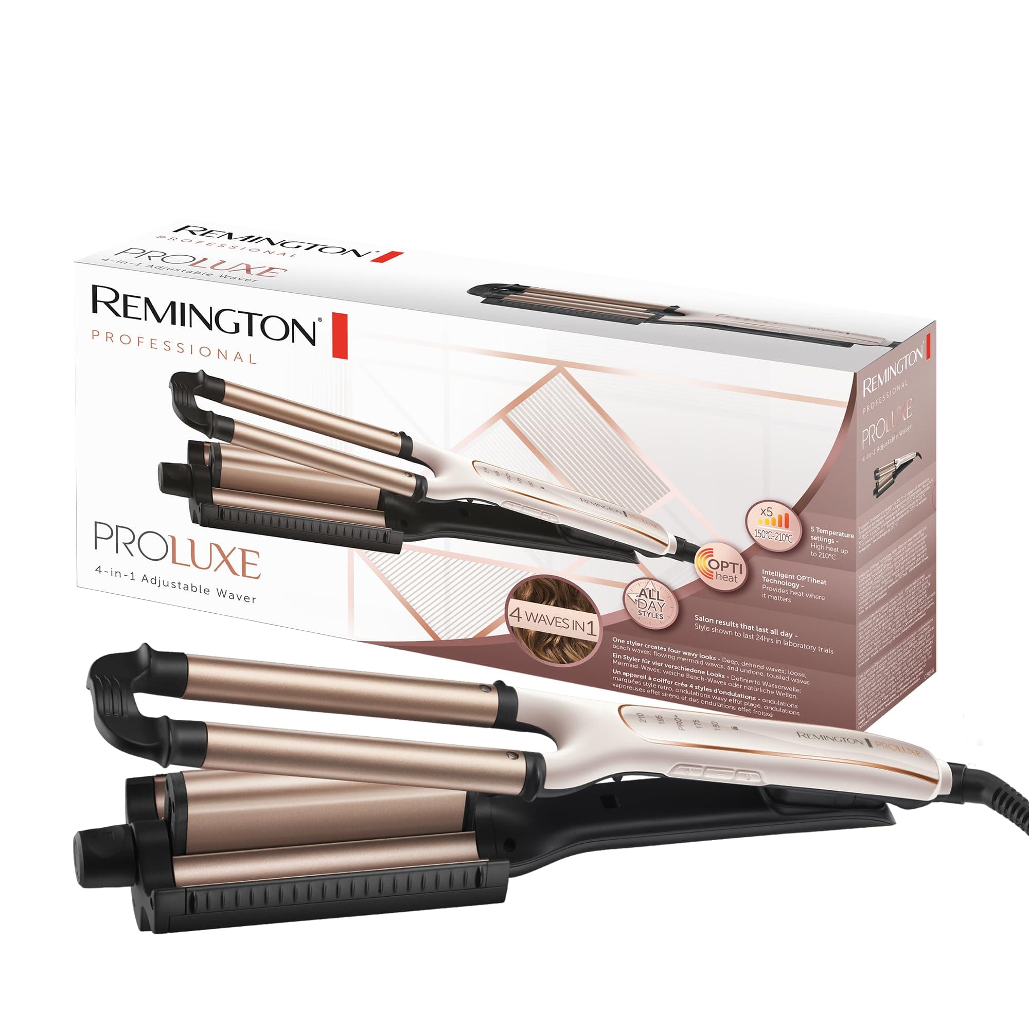 Remington Arricciacapelli Piastra Onde, 4 Tipi Di Onde E Volume Ai Capelli, 5 Temperature, Cilindro Centrale Regolabile, Proluxe Ci91Aw, Rosa