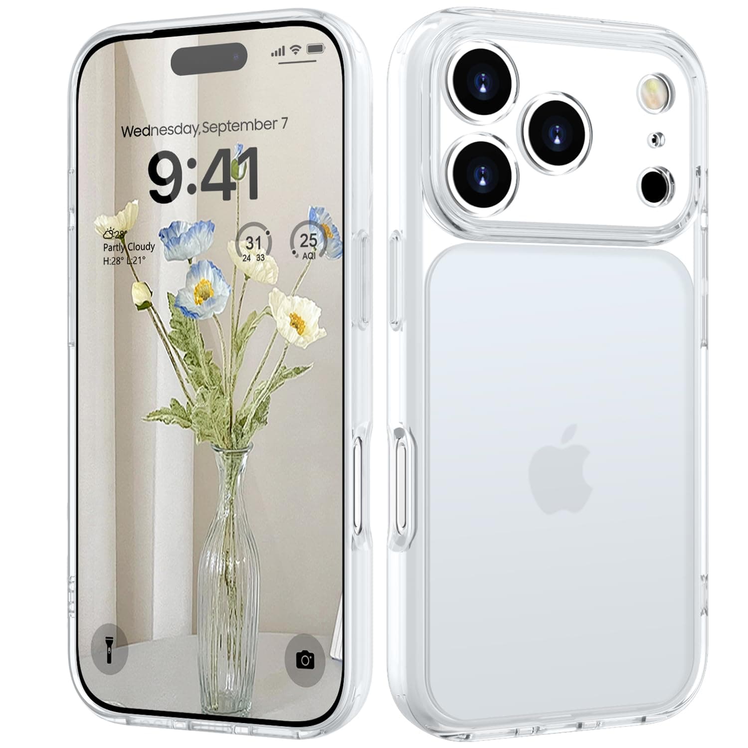 HGH Matt Hülle für iPhone 17 Pro mit Kameraschutz, [Militärschutz] Stoßfest FallSchutz, Durchscheinende Rückseite Anti-Fingerabdruck Hülle für iPhone 17 Pro (Matte Weiß)