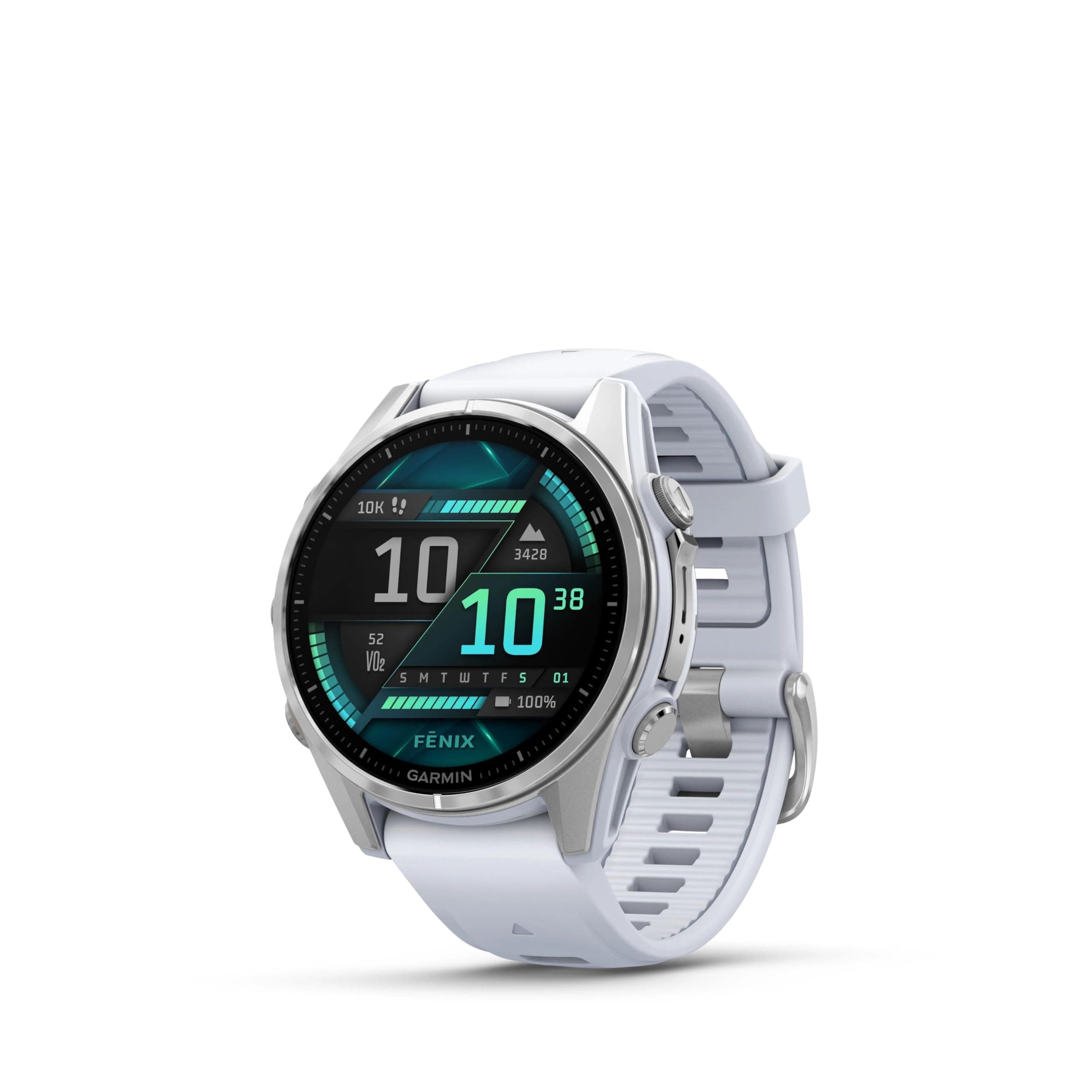 Garmin fēnix® 8 – Montre GPS Multisports AMOLED - Silver avec Bracelet en Silicone Blanc - Boîtier 43 mm