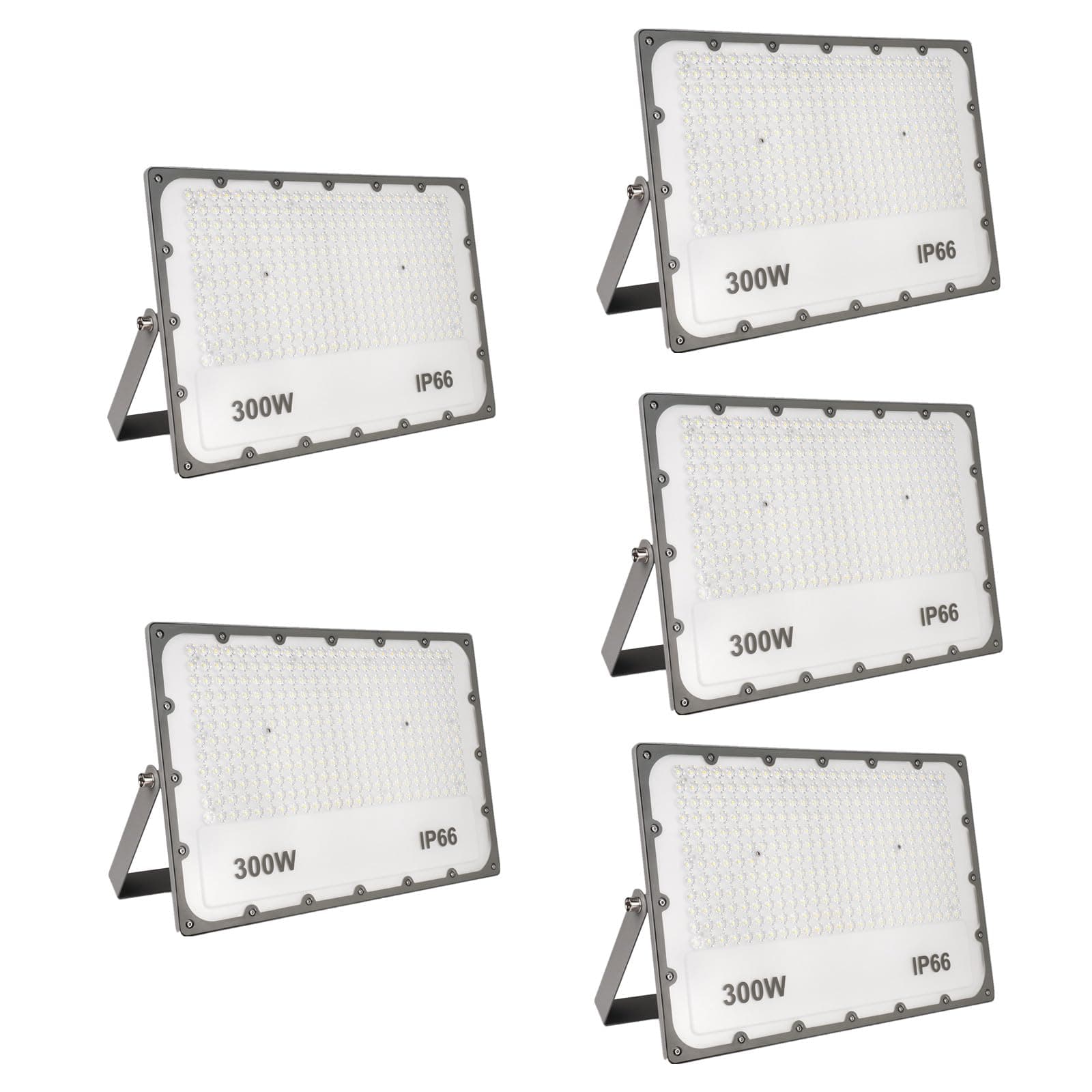 JBdusn Foco Proyector LED 300W, 5pcs Super Brillante 6500K Luz de Seguridad LED IP66 Impermeable Potente Luces LED Floodlight Exterior, Focos LED Exterior para Casa, Garaje, Patio, Terraza, Campo