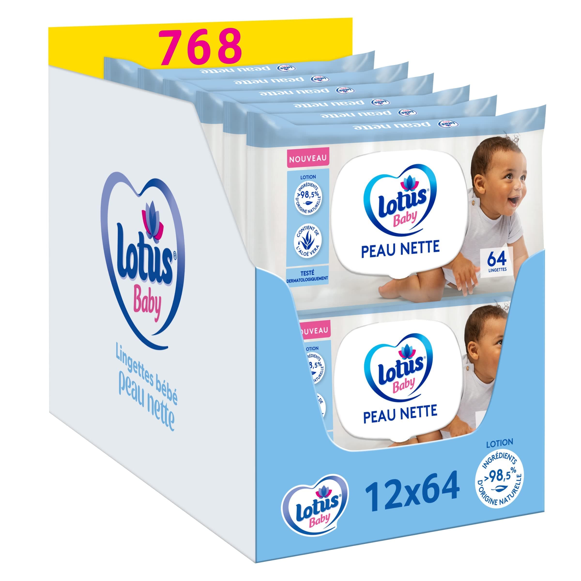 Lotus Baby Peau Nette Lingettes Bébé - Pack de 12x64