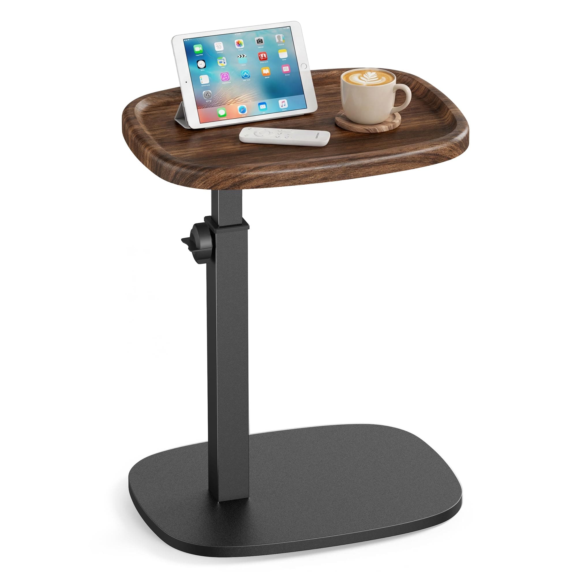 VASAGLE Beistelltisch C-Form, Sofatisch, Couchtisch für kleine Räume, Wohnzimmertisch höhenverstellbar, Wohnzimmer Schlafzimmer, 30 x 40 x 69 cm, walnussfarben-tintenschwarz LET363M101