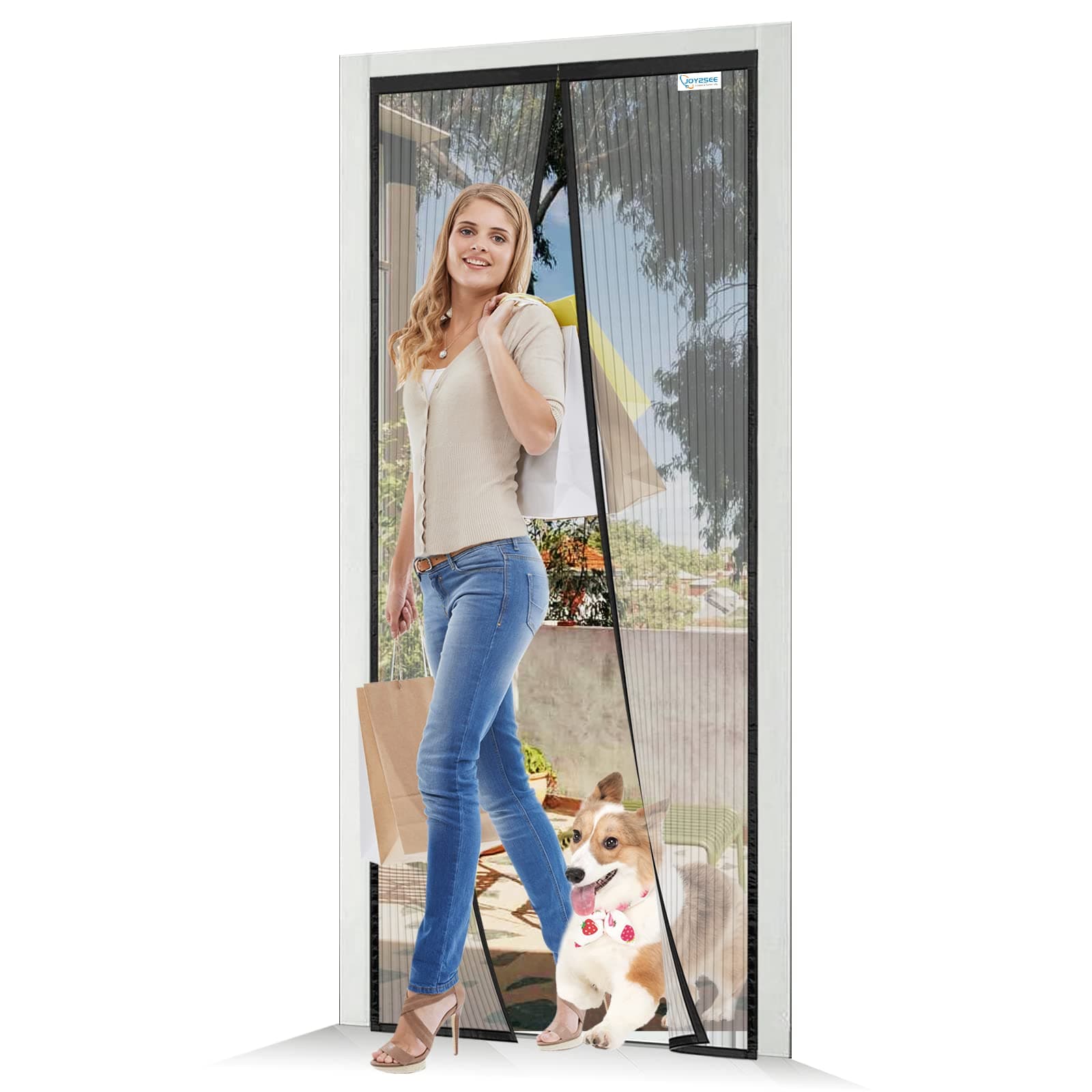 Zanzariera Porta Finestra 90x250, JOY2SEE Zanzariera Magnetica Nero, Proteggere la Famiglia