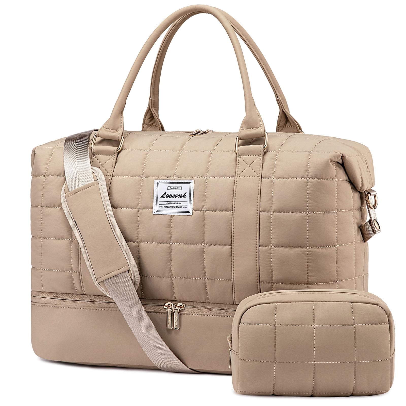 LOVEVOOK Reisetasche Damen Groß, Leicht Puffer Weekender Handgepäck Tasche Kliniktasche Geburt Krankenhaustasche mit Schuhfach & Nassfach, Travel Bag Sporttasche für Flugzeug Reise