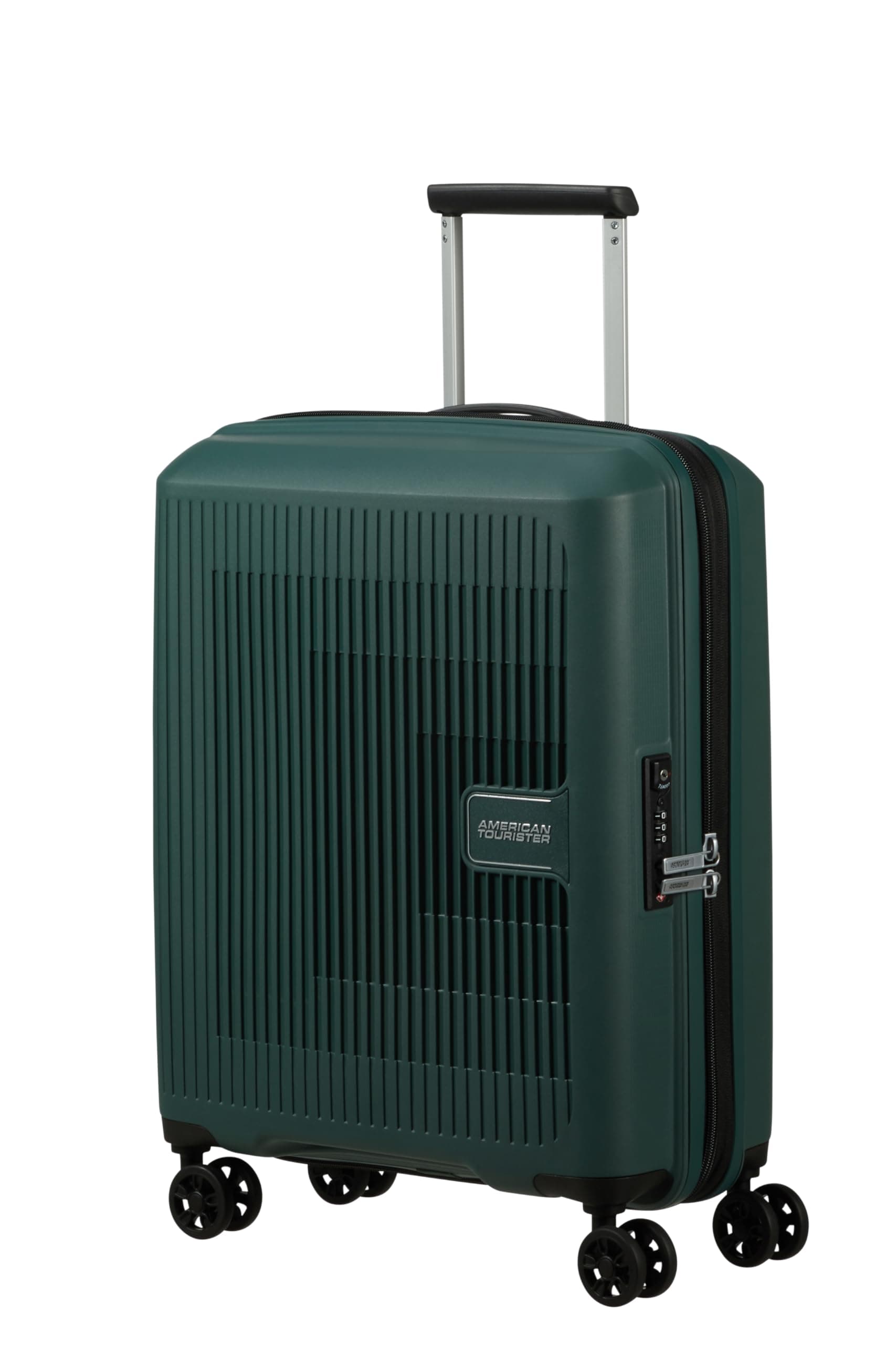 American Tourister Aerostep - Spinner S, Equipaje de Mano Ampliable, 55 cm, 36/40 L, Verde (Bosque Oscuro)