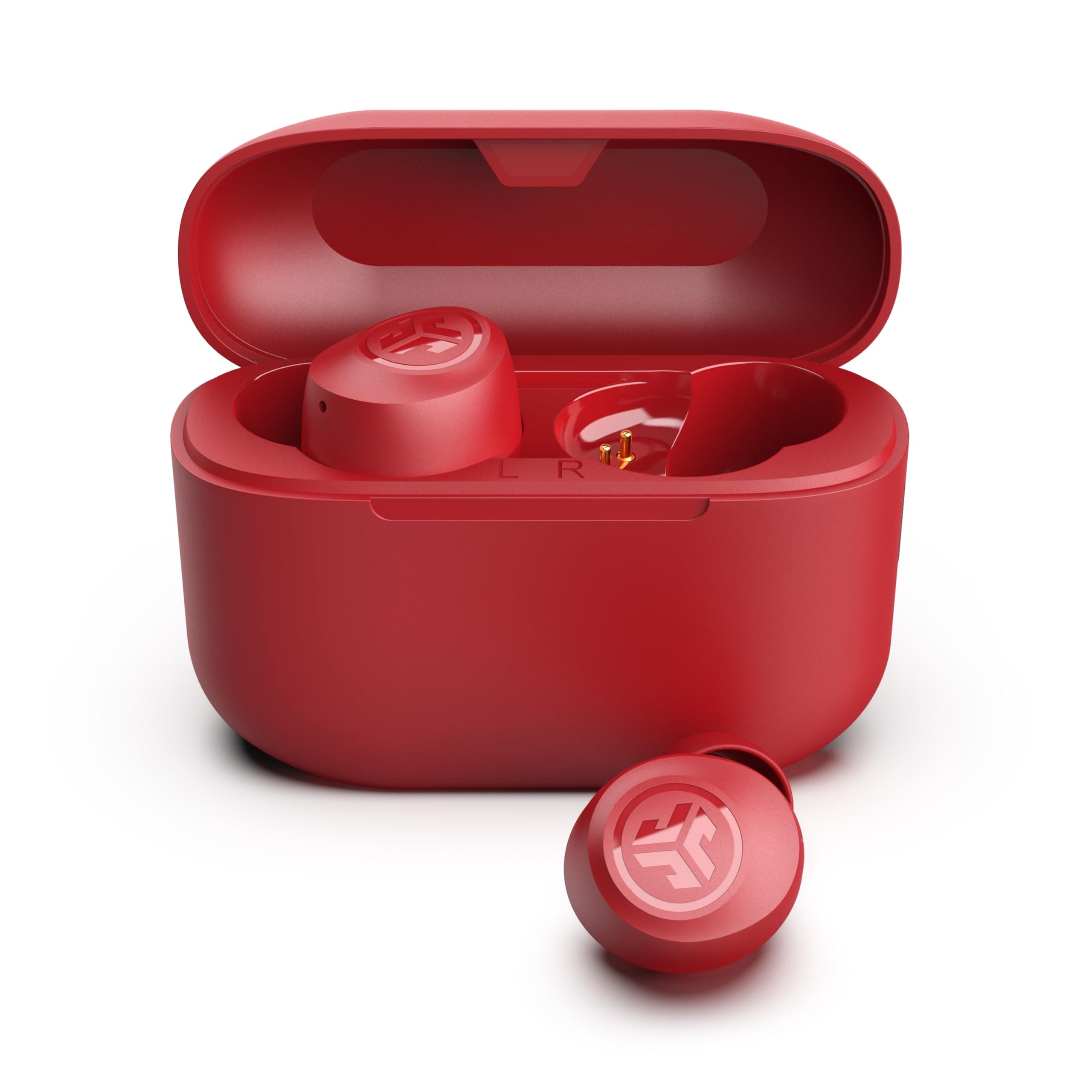 JLab Go Air Pop+ In Ear Kopfhörer kabellos Bluetooth, True Wireless Kopfhörer, 35+ Std. Headphones, kabellose Ohrhörer, Earbuds mit Mikrofon, USB-C Ladebox, Dual Connect, EQ3 Sound, Rosarot
