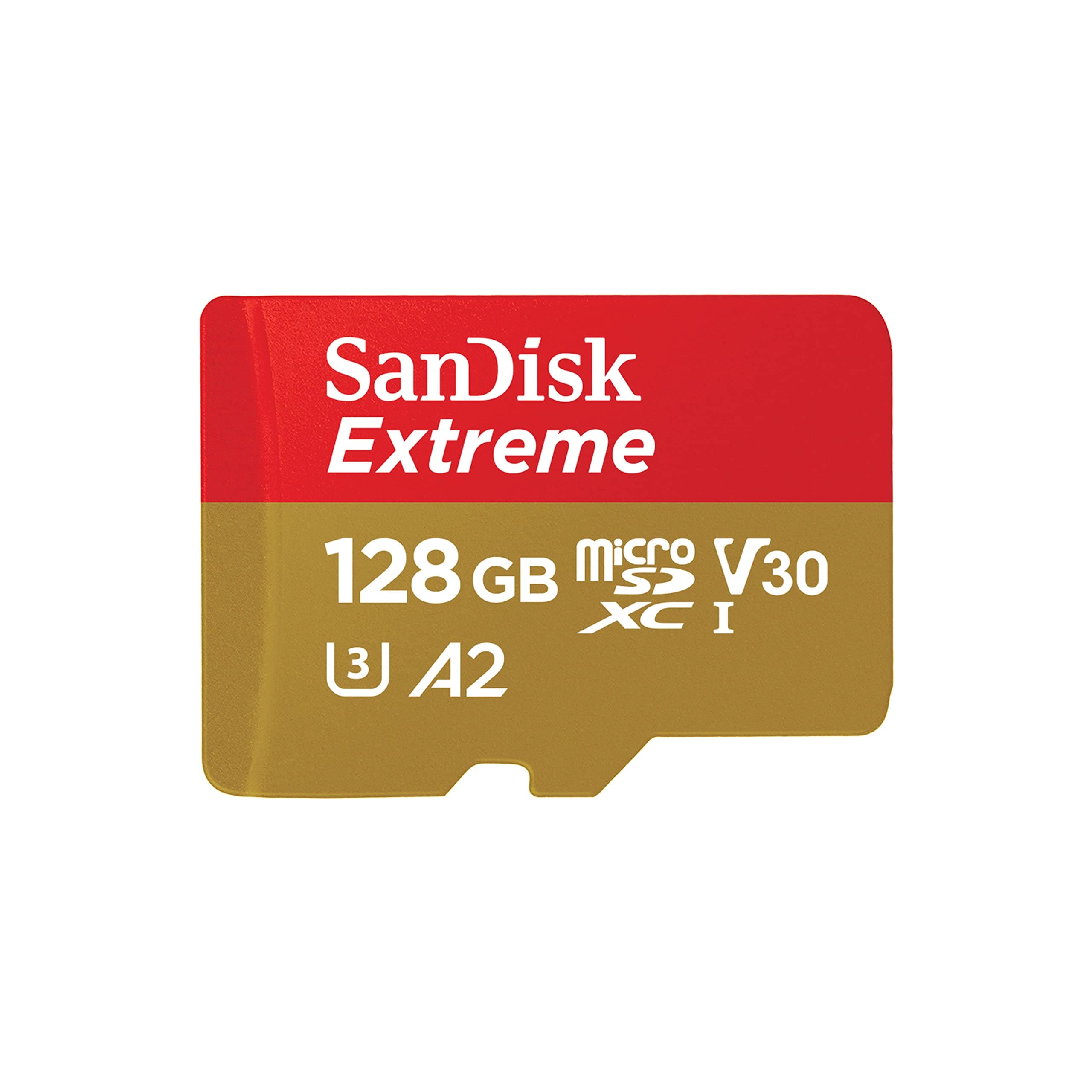 SanDisk Extreme Tarjeta Micro SDXC 128GB + adaptador SD, (Para teléfonos inteligentes, cámaras de acción, drones) V30, hasta 190 MB/s, RescuePRO Deluxe, A2 C10 U3 UHS-I,
