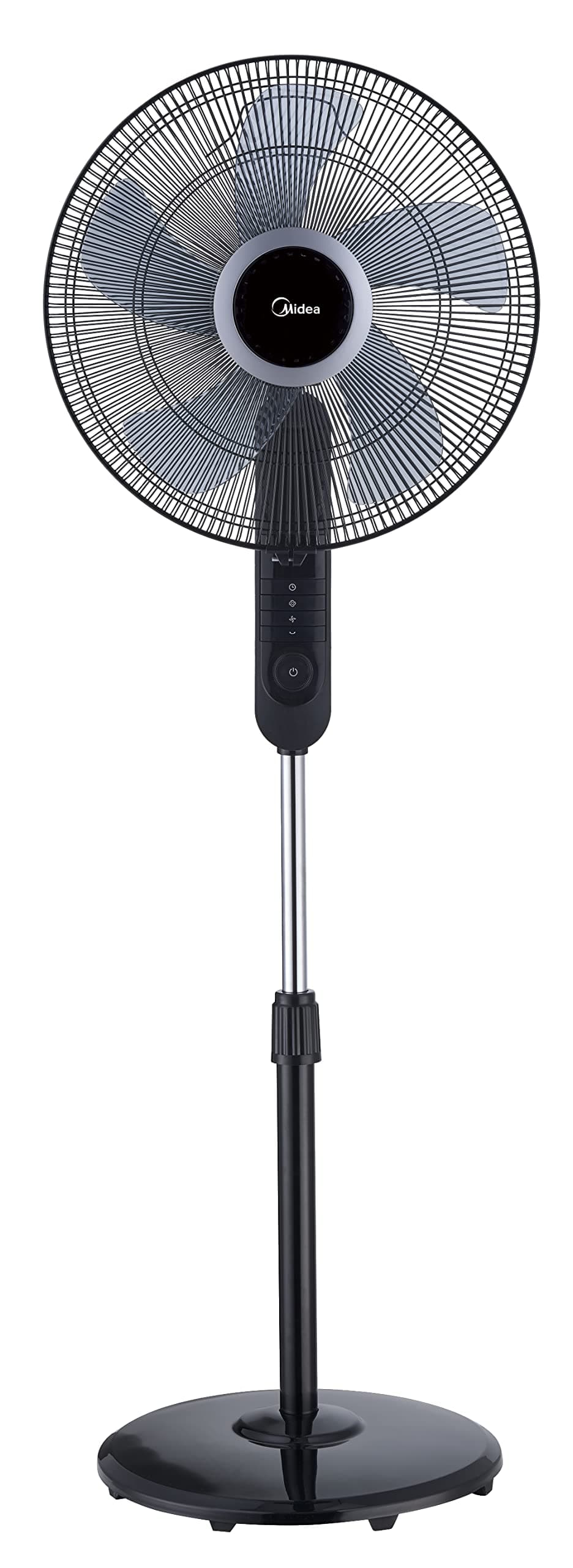 Midea FS40-15FR Standventilator Leise mit Fernbedienung,3 Geschwindigkeitsstufen,LED Anzeige, 7,5H Timer,höhenverstellbar, 80°Oszil-lationsfunktion, 55W Kraftvoller,Ventilator,Luftzirkulation, Schwarz