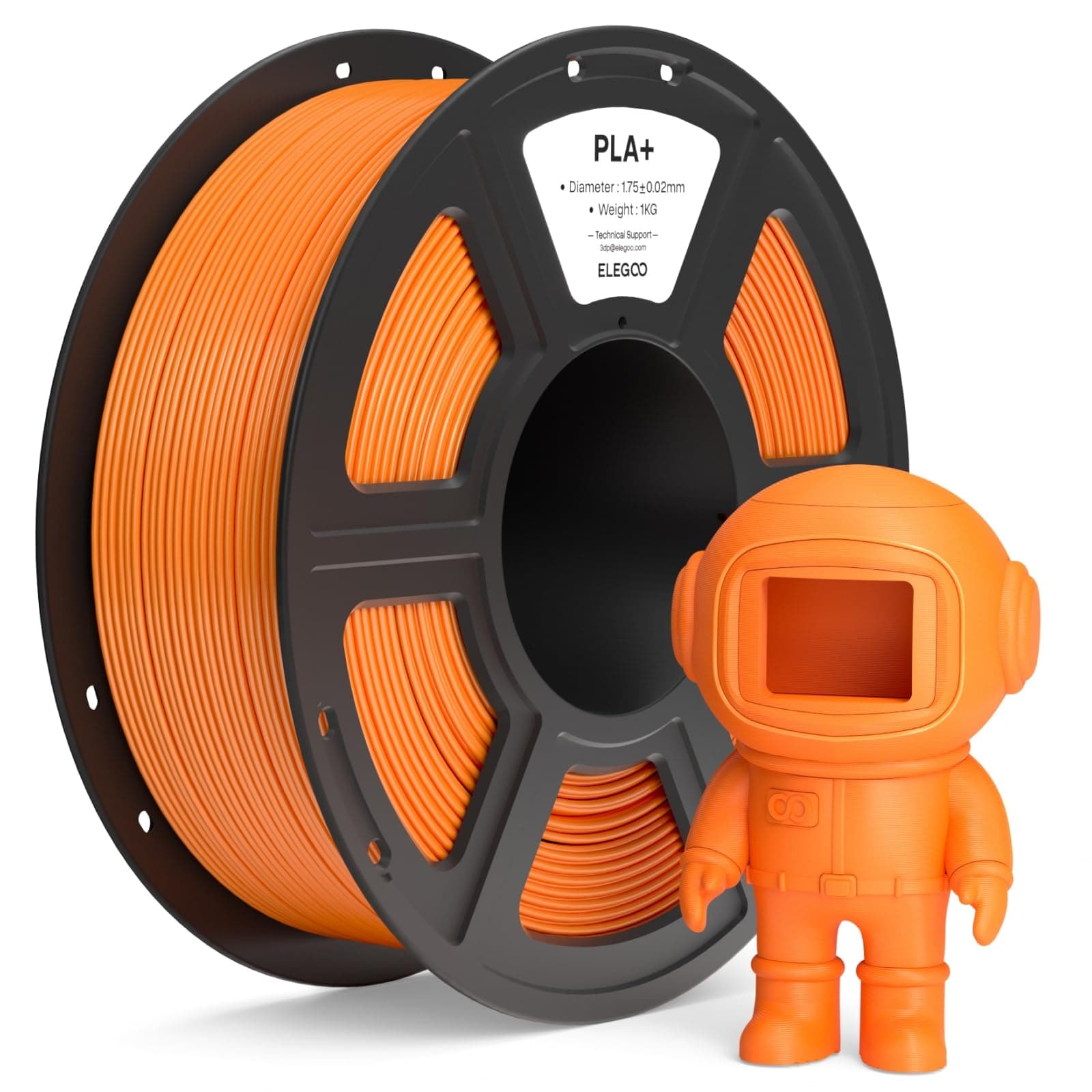 ELEGOO Filamento PLA+ 1.75 1KG Naranja, Filamento PLA Plus para Impresora 3D, Precisión Dimensional +/- 0.02mm, Carrete Filamento 3D, para Mayoría Impresoras 3D