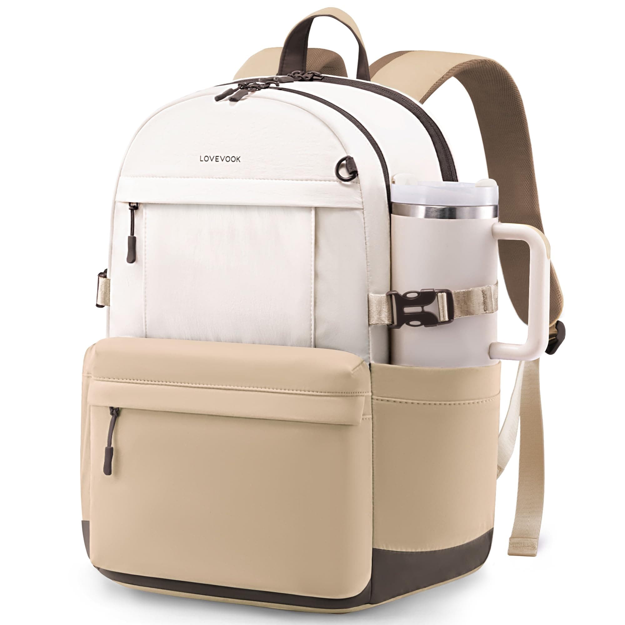 LOVEVOOK Rucksack Damen, 15,6 Zoll Laptop Schulrucksack Teenager mit Großem Fach für Trinkflaschen, Tagesrucksack Arbeitsrucksack Elegant, Leichte Schultasche Travel Backpack für Reise Uni Work