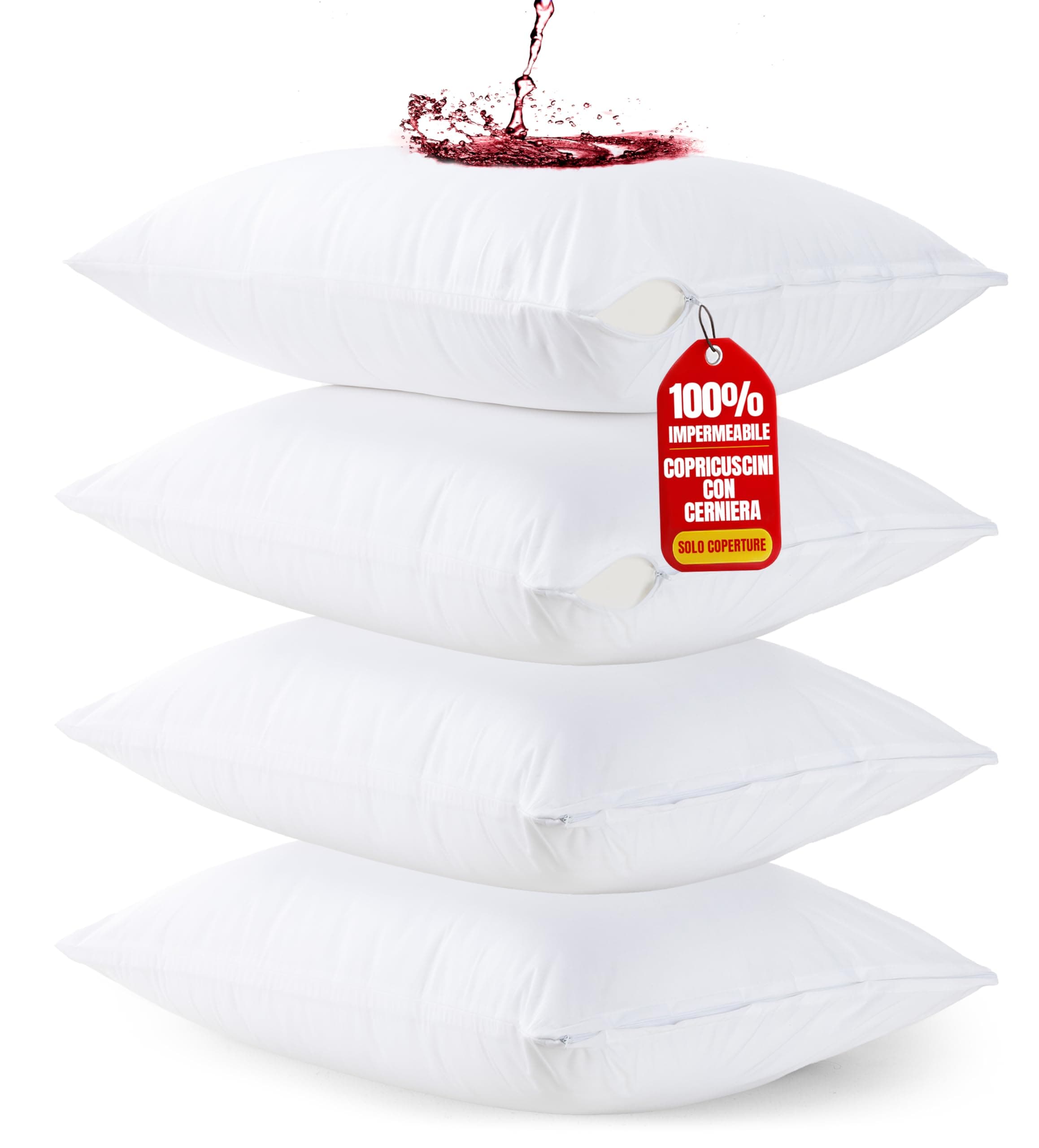 Utopia Bedding Copricuscini Impermeabili 40x60 cm (Set di 4) con Cerniera, Federe Cuscini Letto Certificato Oeko-TEX