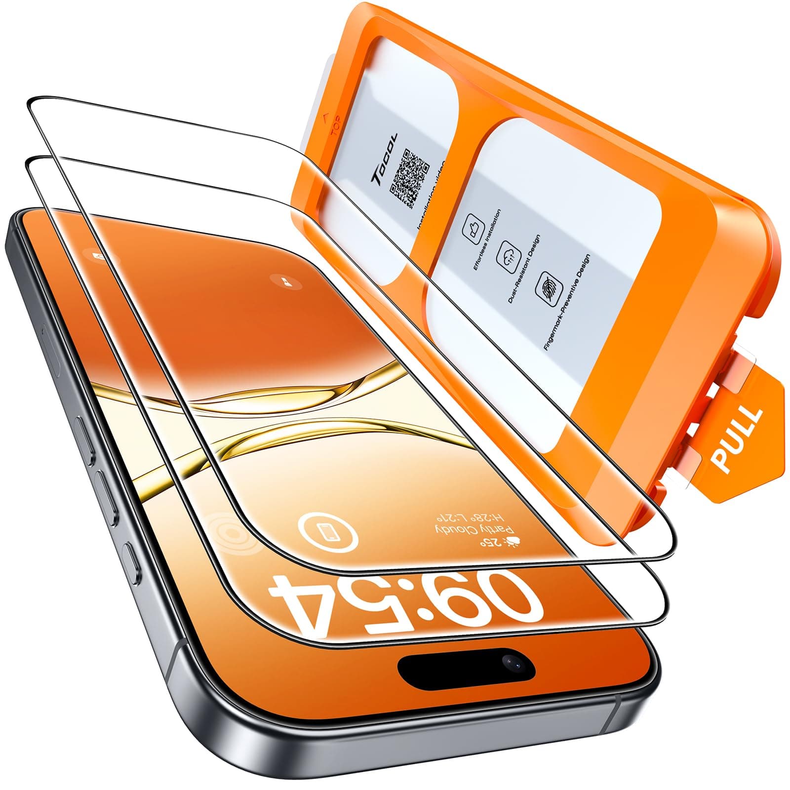 TOCOL Verre Trempé pour iPhone 17, Dépoussiérage Automatique, Sans Bulles, Dureté 9H, Couverture Complète Protection écran, Coques de Téléphone Compatibles, 2 Pièces