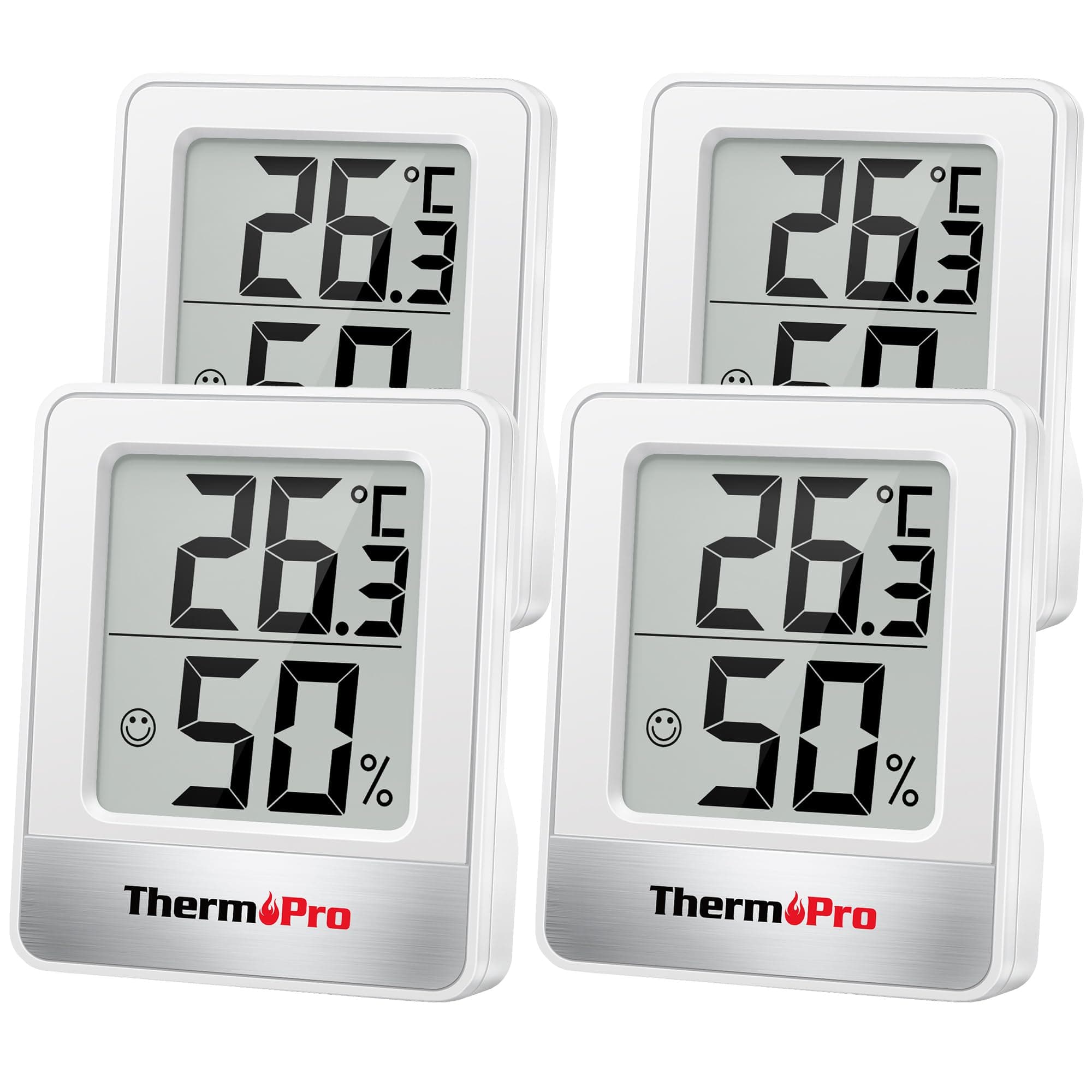 ThermoPro TP49 Lot de 4 thermomètres d'intérieur numériques pour la maison, le bureau, le confort de l'air