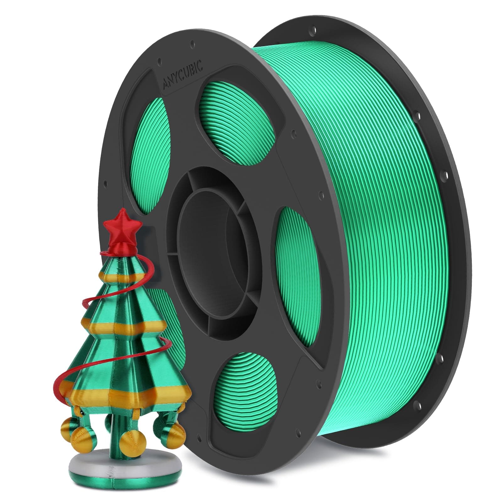 ANYCUBIC Silk PLA Filament, Seide Filament 1,75mm, Kontrollierbarer Glanz 3D Drucker Filament, Seidentexturen Prächtige Farbe 1KG Silk Grün
