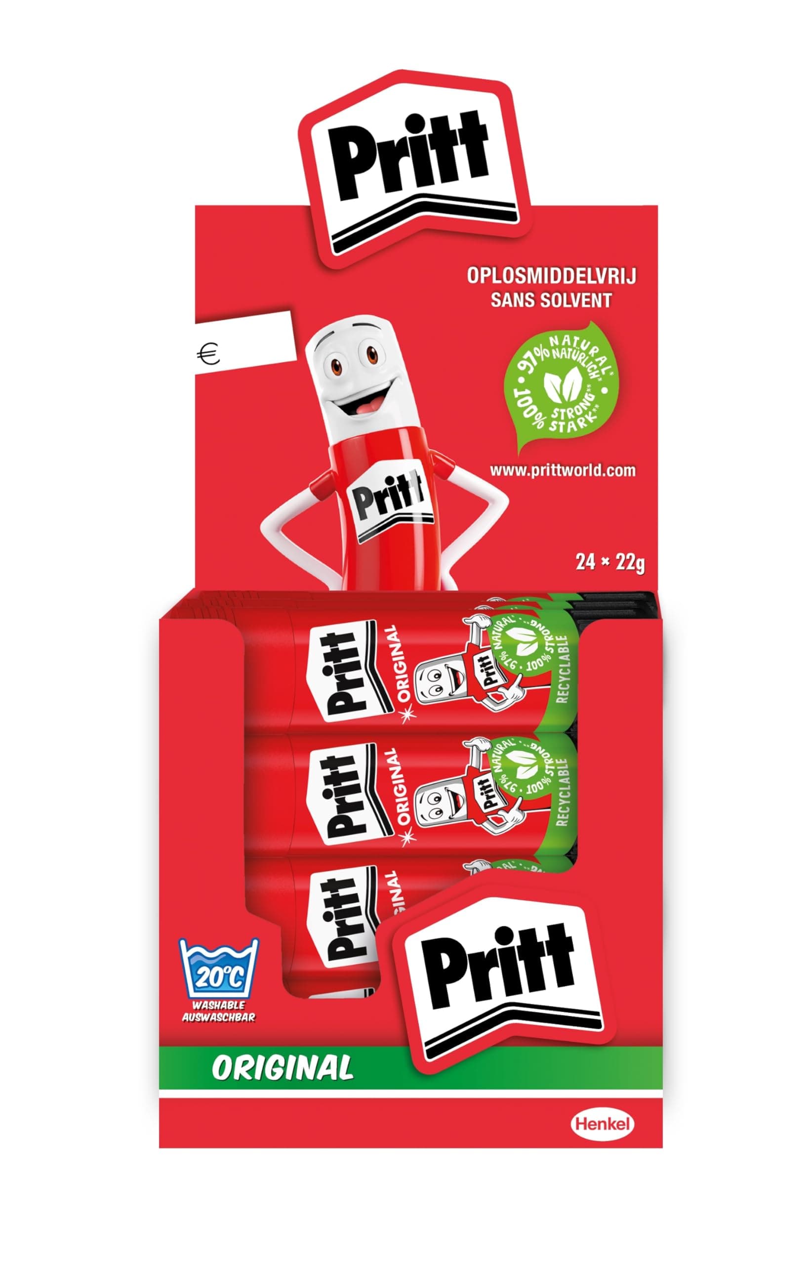 Pritt Klebestift, sicherer und kinderfreundlicher Kleber für Kunst und Bastelarbeiten, starker Klebstoff für Schule & Bürobedarf, 24x22g Pritt Stift