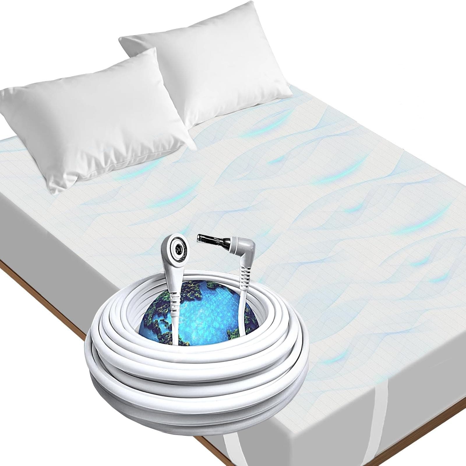 RIQINXIN Tapis de Mise à la Terre Drap de Mise à la Terre 10% Fibre d'argent & 90% Coton Bio - Améliore Le Sommeil Équilibre énergétique du Corps Béige (140x200cm)