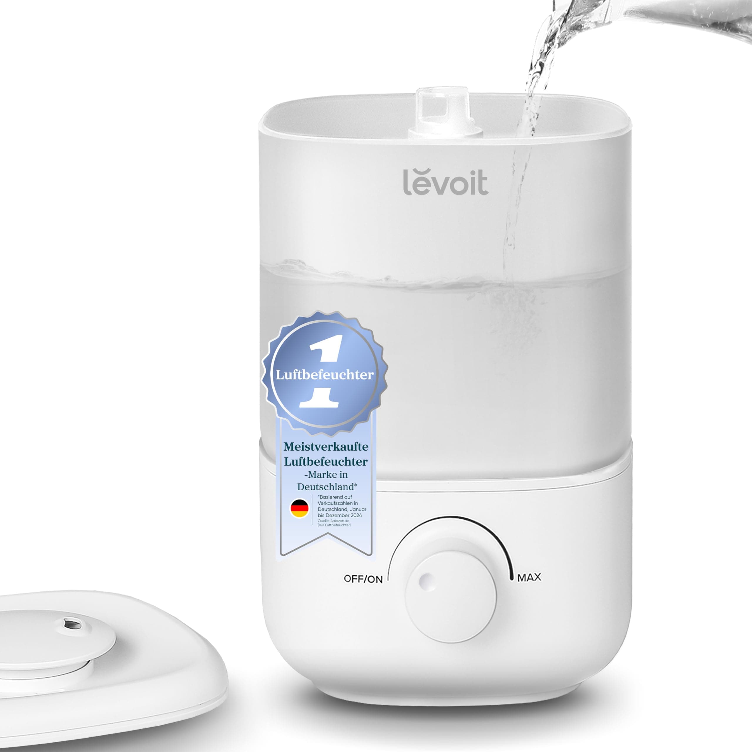 Levoit Luftbefeuchter Schlafzimmer, 23dB leise Humidifier, Top-Fill für Baby, bis 25H, Raumbefeuchter mit 360 grad Drehdüse für Kinderzimmer, Pflanzen, Auto Shut-off, 2,5 L, Weiß