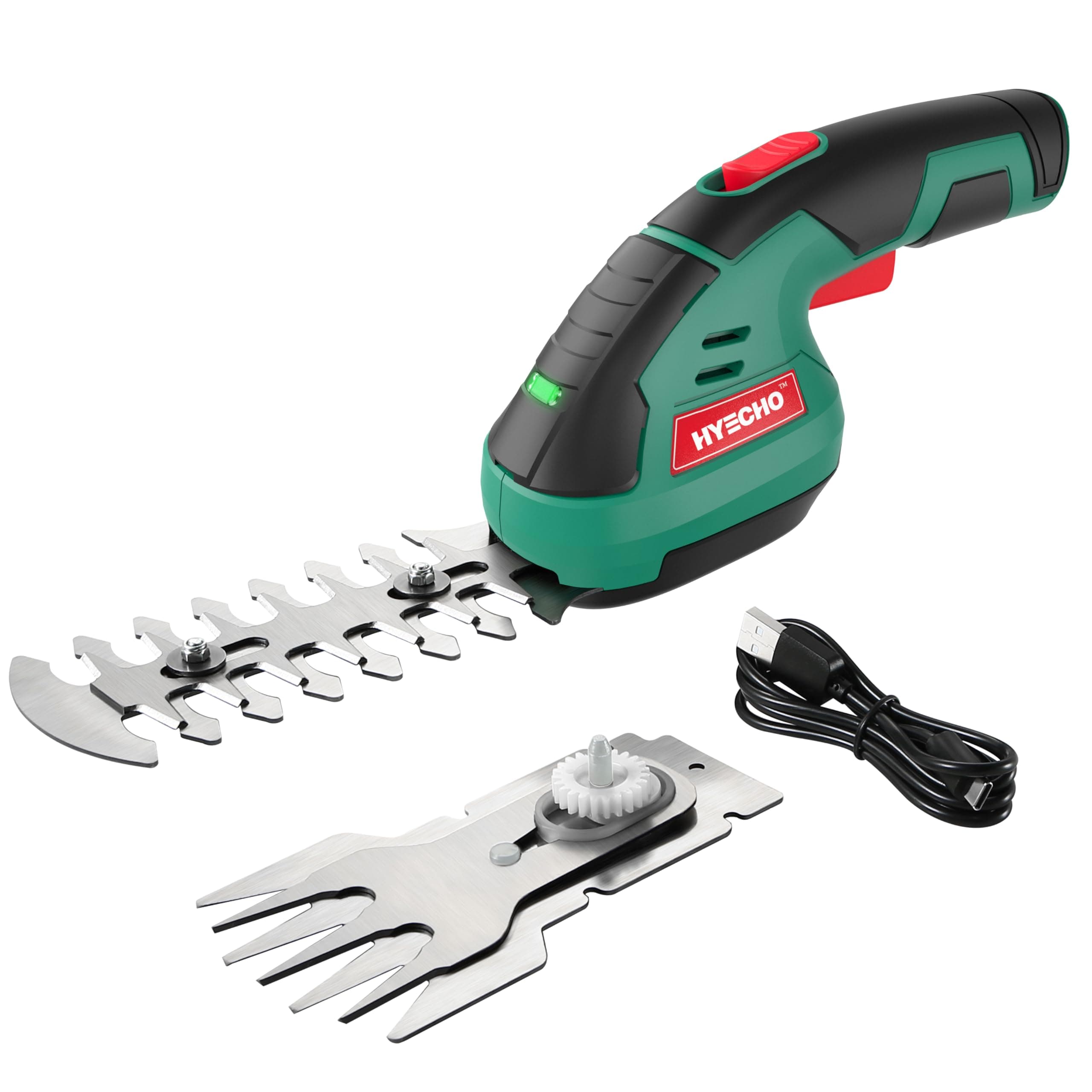 HYECHO Tosaerba e Tagliasiepi,7,2 V 2000 mAh 2 lame e cavo Type-C,Forbici Per Erba a Batteria Adatto per diserbo e potatura alberi