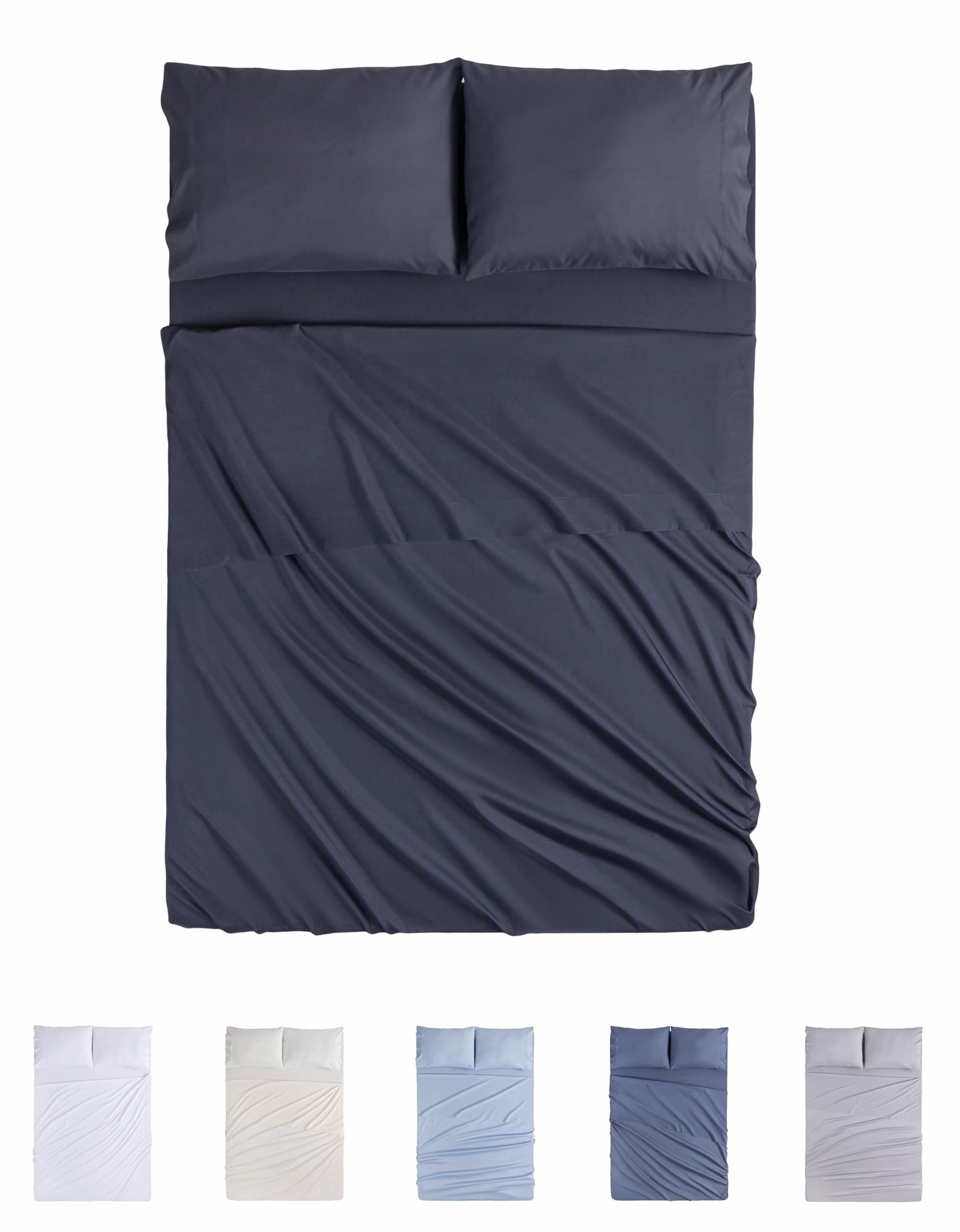 Todocama Juego de Sábanas de 4 Piezas - 4002 - Sábana Bajera Ajustable - Encimera - Dos Fundas de Almohada de 50x80cm (Cama 180x190/200 cm, Gris Oscuro)