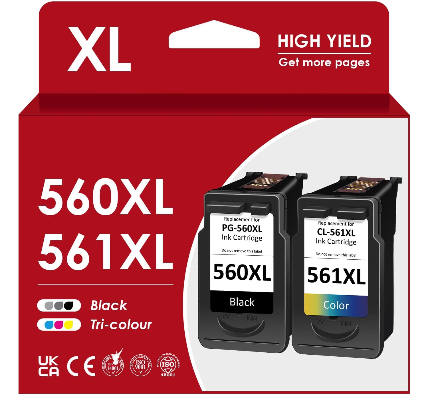 560 561 XL Cartouches d'imprimante, PG 560 CL 561XL Noir Remplace Les Cartouches Canon d'origine 560 561XL Multipack pour Canon PixmaTS5350i TS5351i TS7451i TS5350 ts5350a TS5353 TS7450a TS7451a