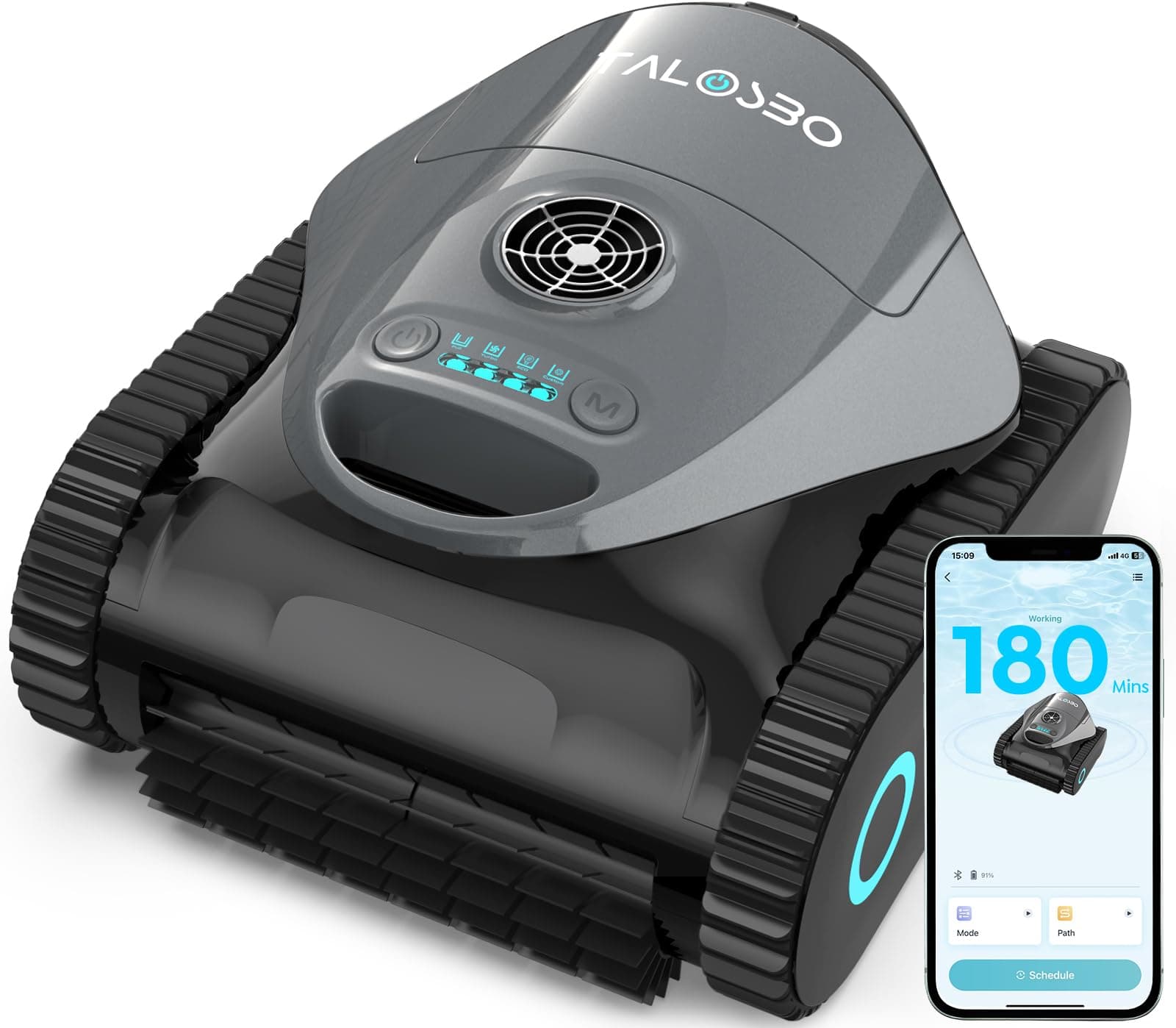(2026 Nuovo) Talosbo C1 Robot Piscina Pareti e Fondo, Linea d'acqua, Filtrante 180μm e Spugna 35ppi, 180 Min d'Autonomia, Robot Piscina Senza Fili con Controllo APP, per Piscine fino a 150 m²