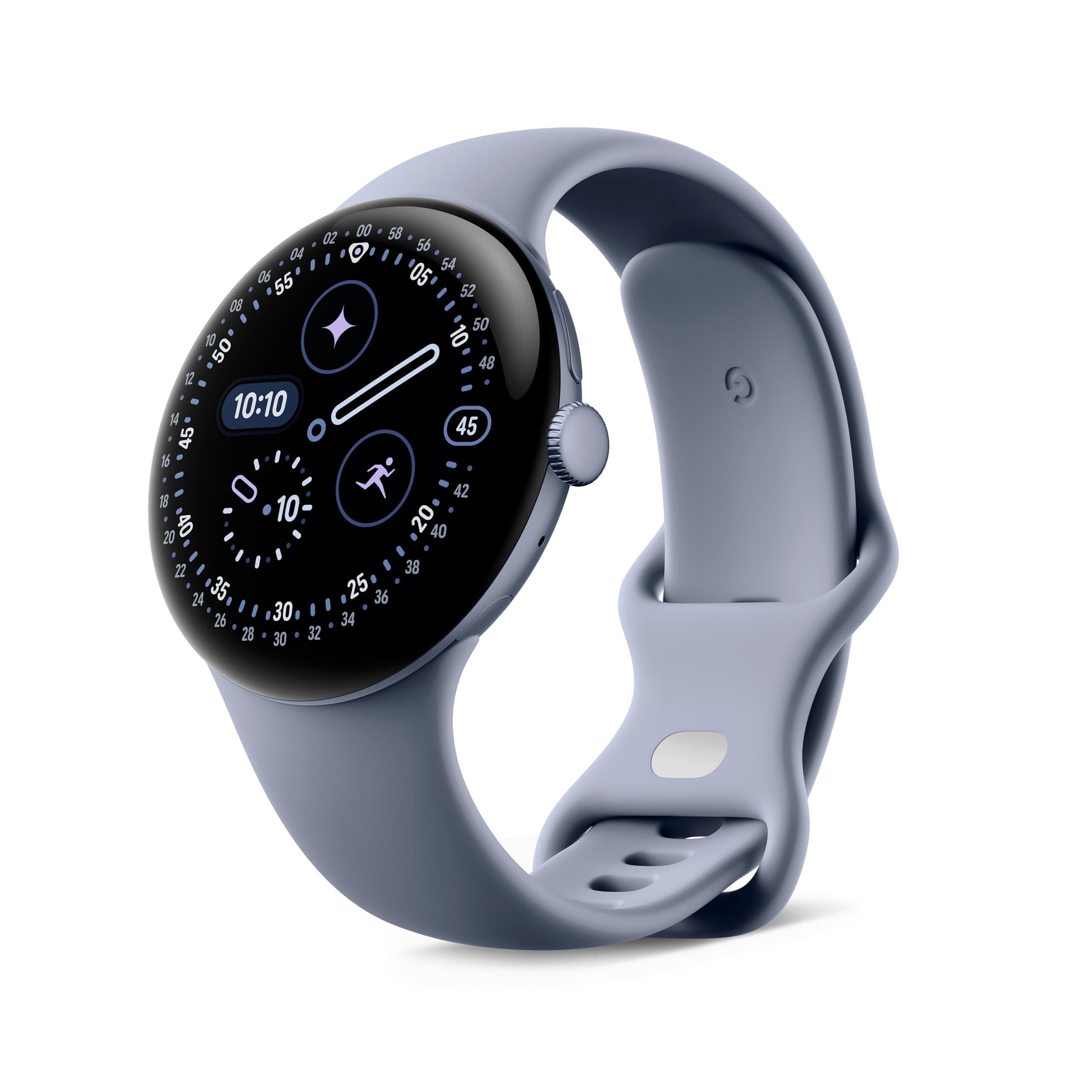 Google Pixel Watch 4 (45 mm) - Smartwatch Android con tracker per fitness e benessere, e assistente virtuale Gemini - Cassa in alluminio grigio argento - Cinturino sportivo grigio argento - Wi-Fi