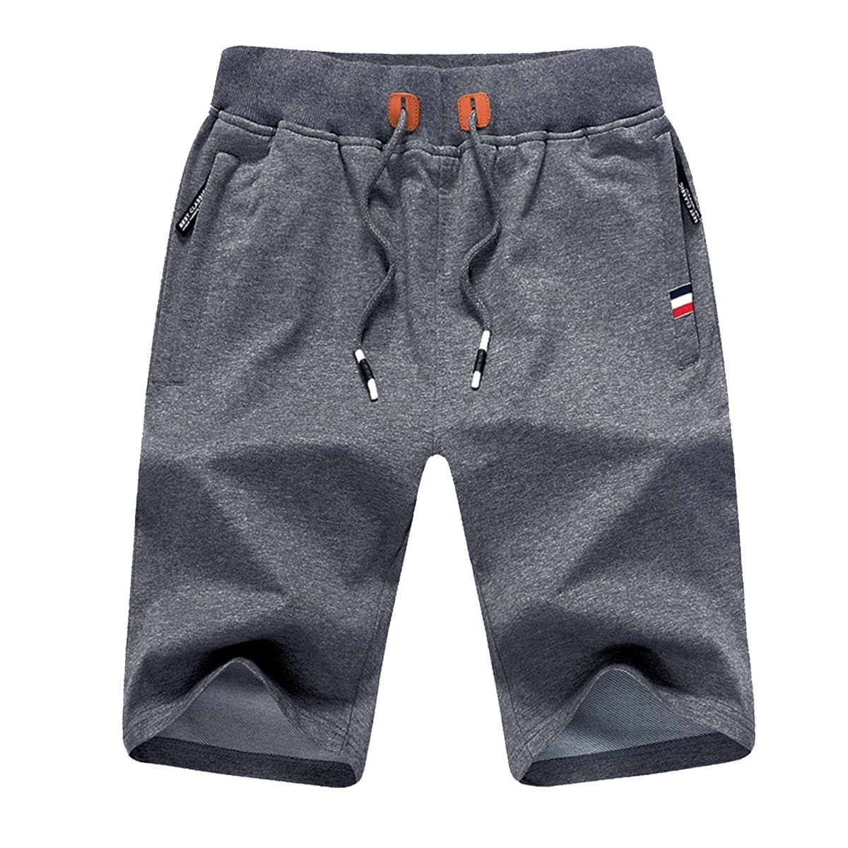 JustSun Short Sport Homme Running Coton avec Poches Zippées