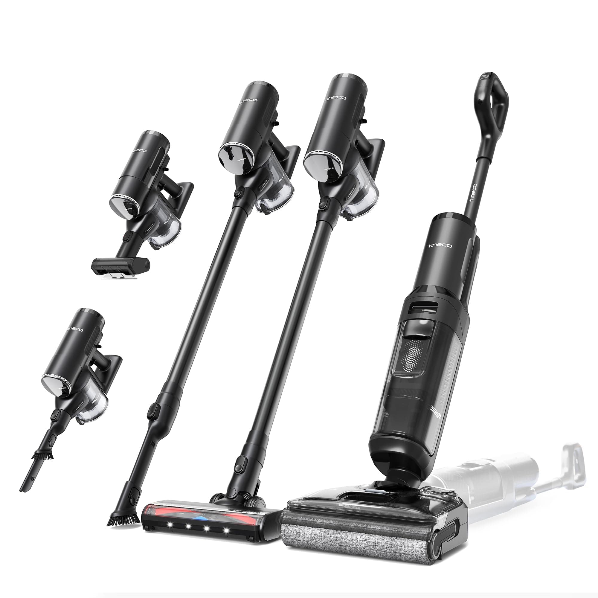 Tineco Floor One Switch S7 Stretch Aspirateur Laveur, Aspirateur Balai sans Fil 5 en 1, portée à Plat 180°, Nettoyage Deux Bords, Prolongée d'autonomie, Auto-Nettoyage FlashDry 85°C