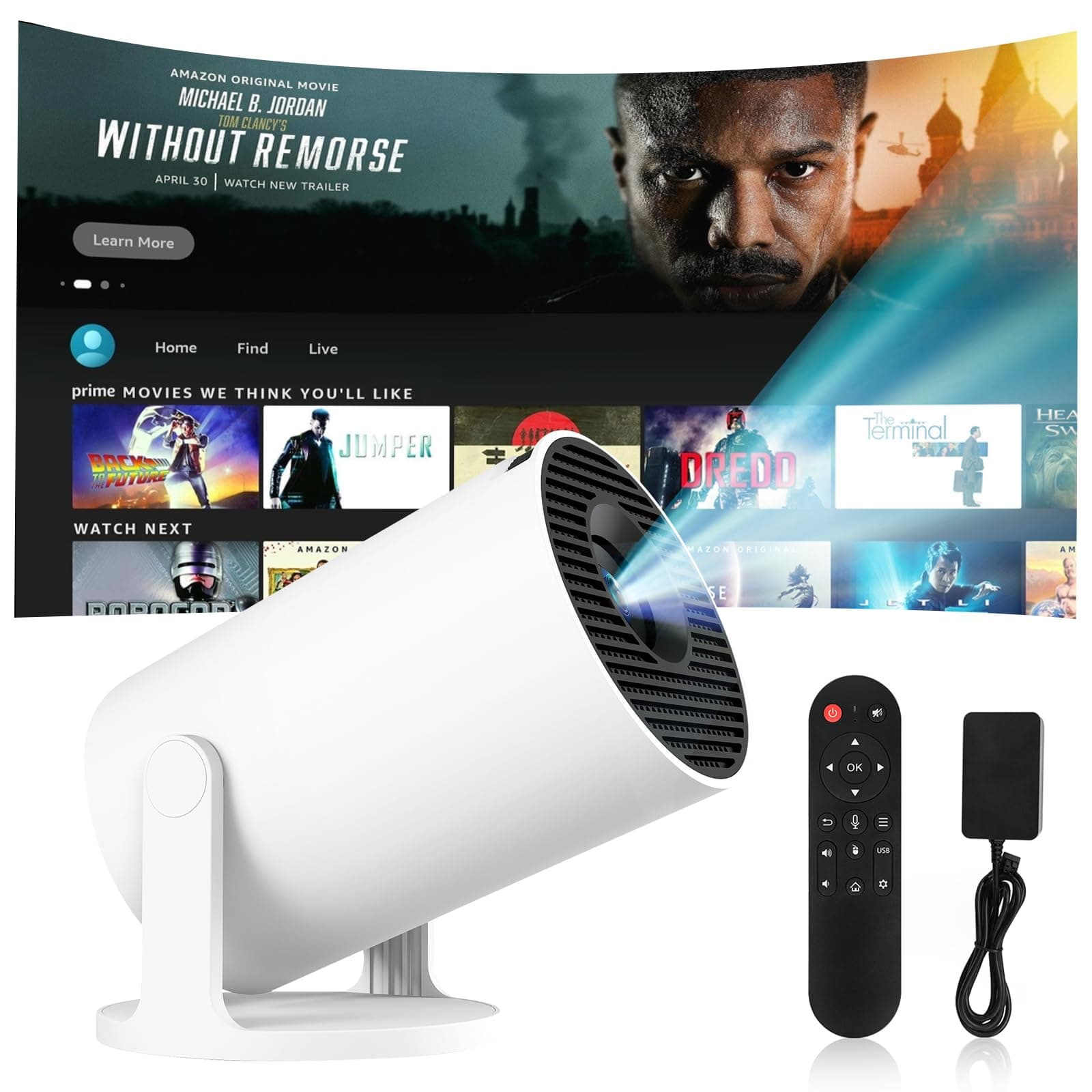 Mini Projecteur 4K Videoprojecteur Portable Projecteur Video WiFi 6 BT 5.4 Android 11 Retroprojecteur 1080P Full HD Supporté pour TÉLÉPhone PC Lap HDMI Home Cinéma 180° Rotation (HY300Pro+)