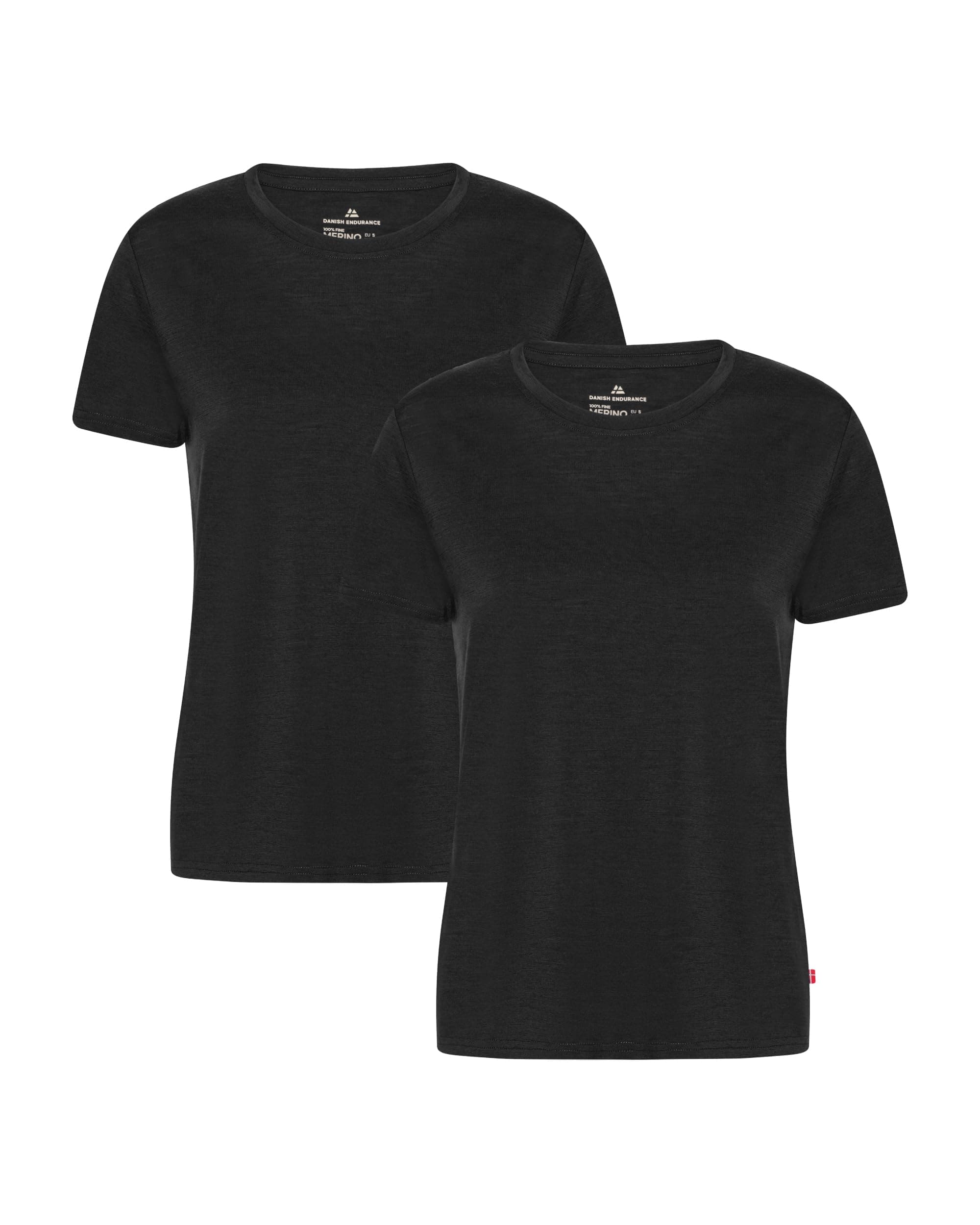 DANISH ENDURANCE Camiseta Mujer 100% Lana Merino, Suave y Transpirable, Pack de 2 - Ropa Mujer, Camisetas Manga Corta