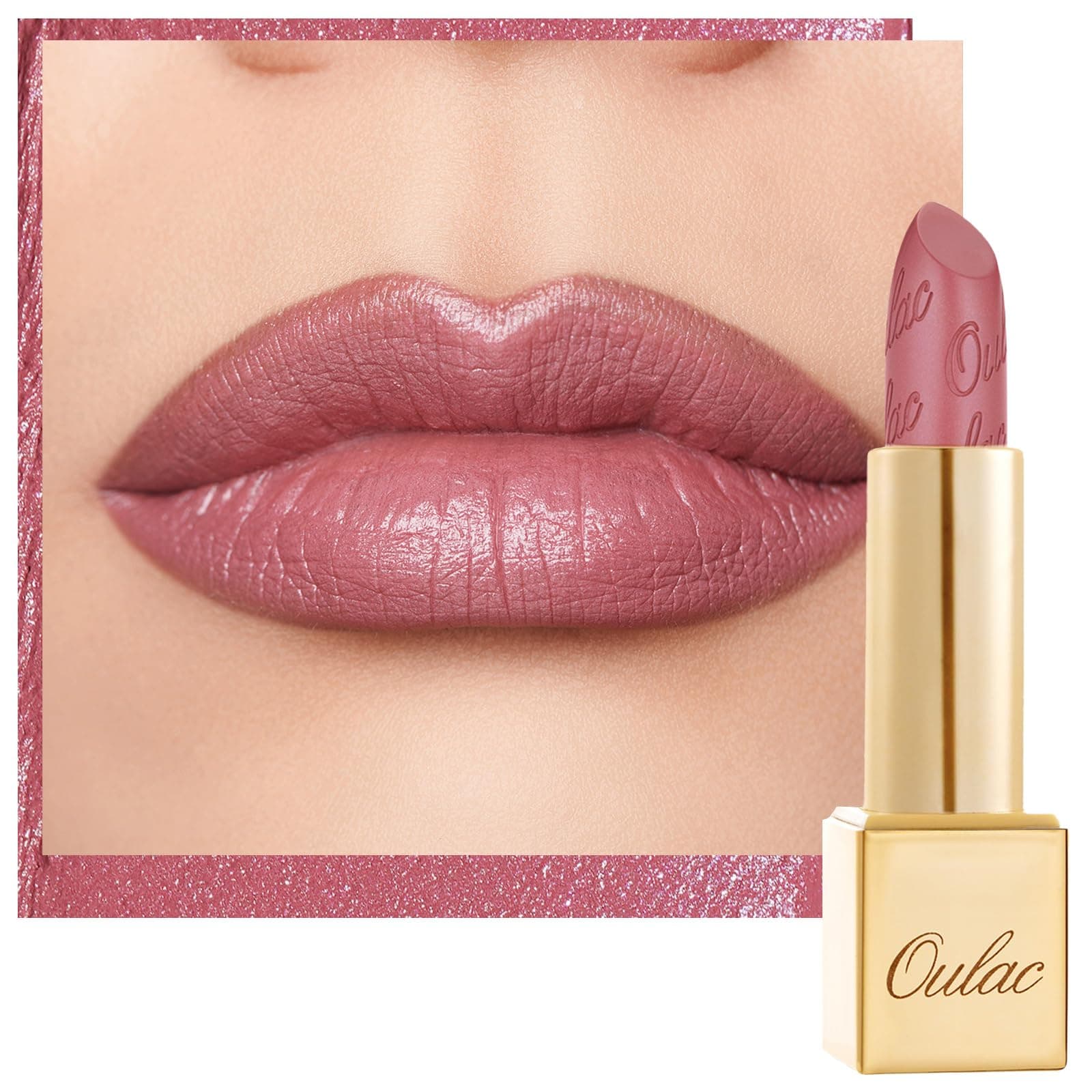 OULAC Rossetto Opaco Finitura Metallica, Matte Rossetti Rosa-Malva Glitterato Idratazione e Lucentezza a Lunga Durata per le Labbra, Texture Fine Colore Intenso, 4,3g (GM04) Mauve Babe